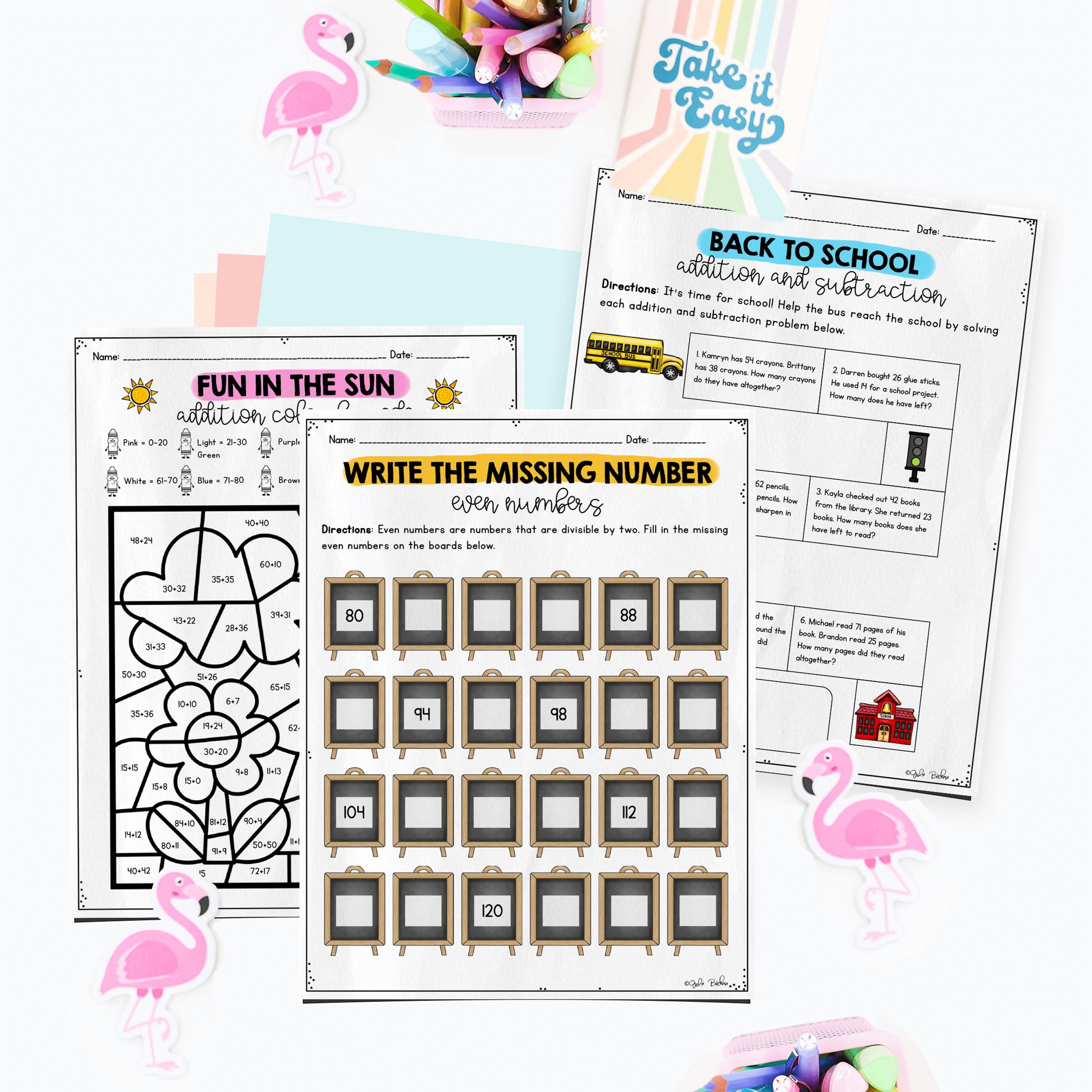 August Themed Math Practice - 3rd Grade - Image 4