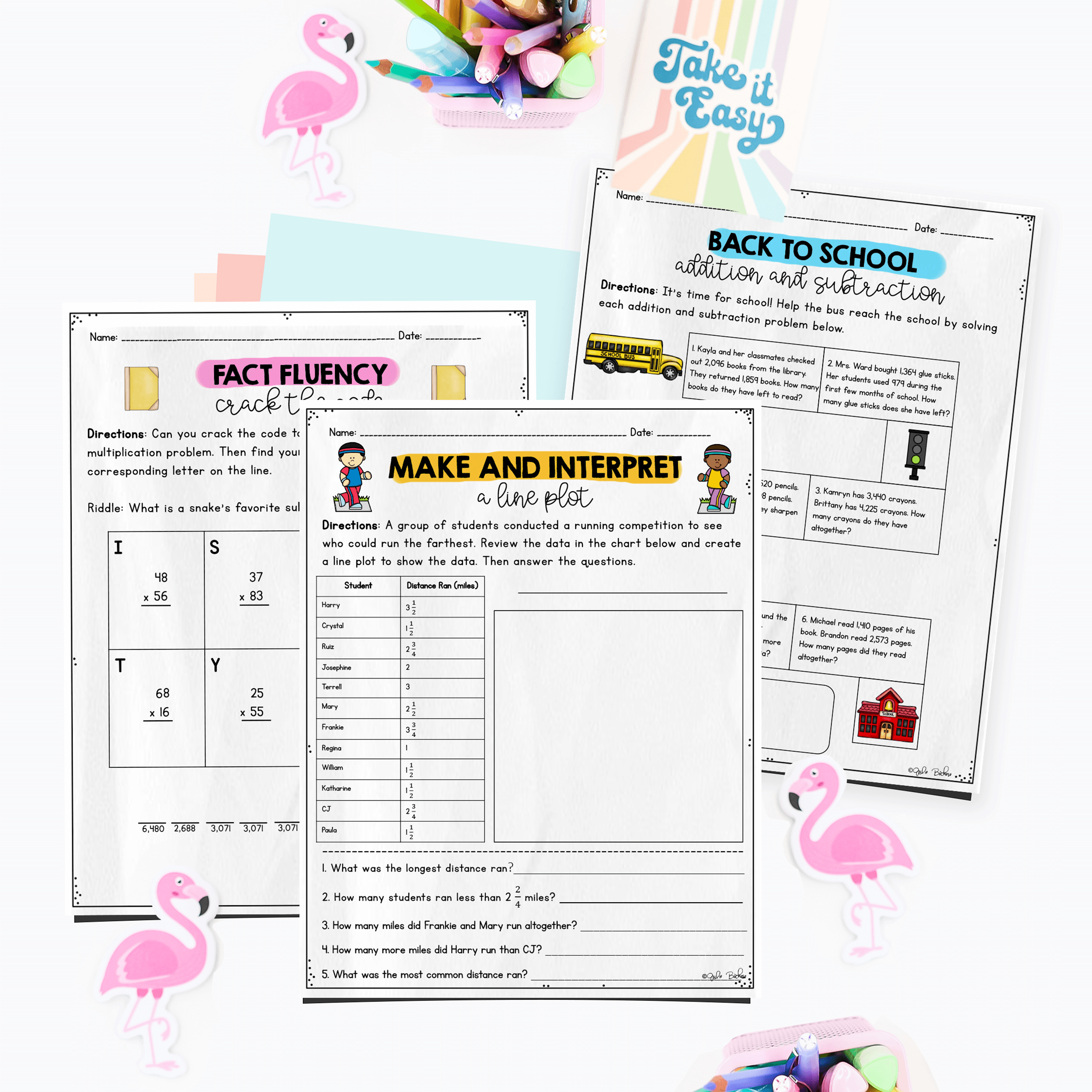 August Themed Math Practice - 4th Grade - Image 4