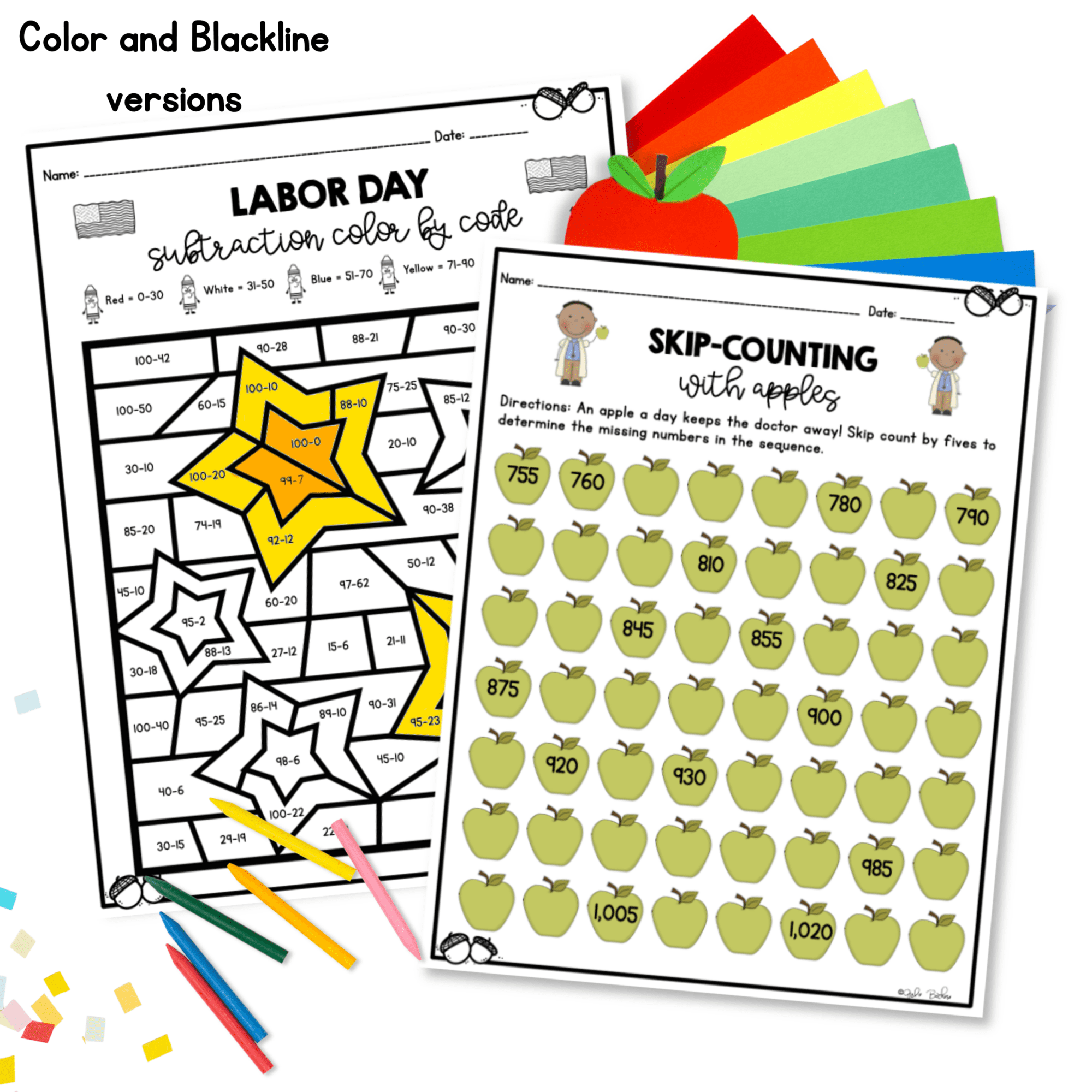 September Themed Math Practice - 2nd Grade - Image 2