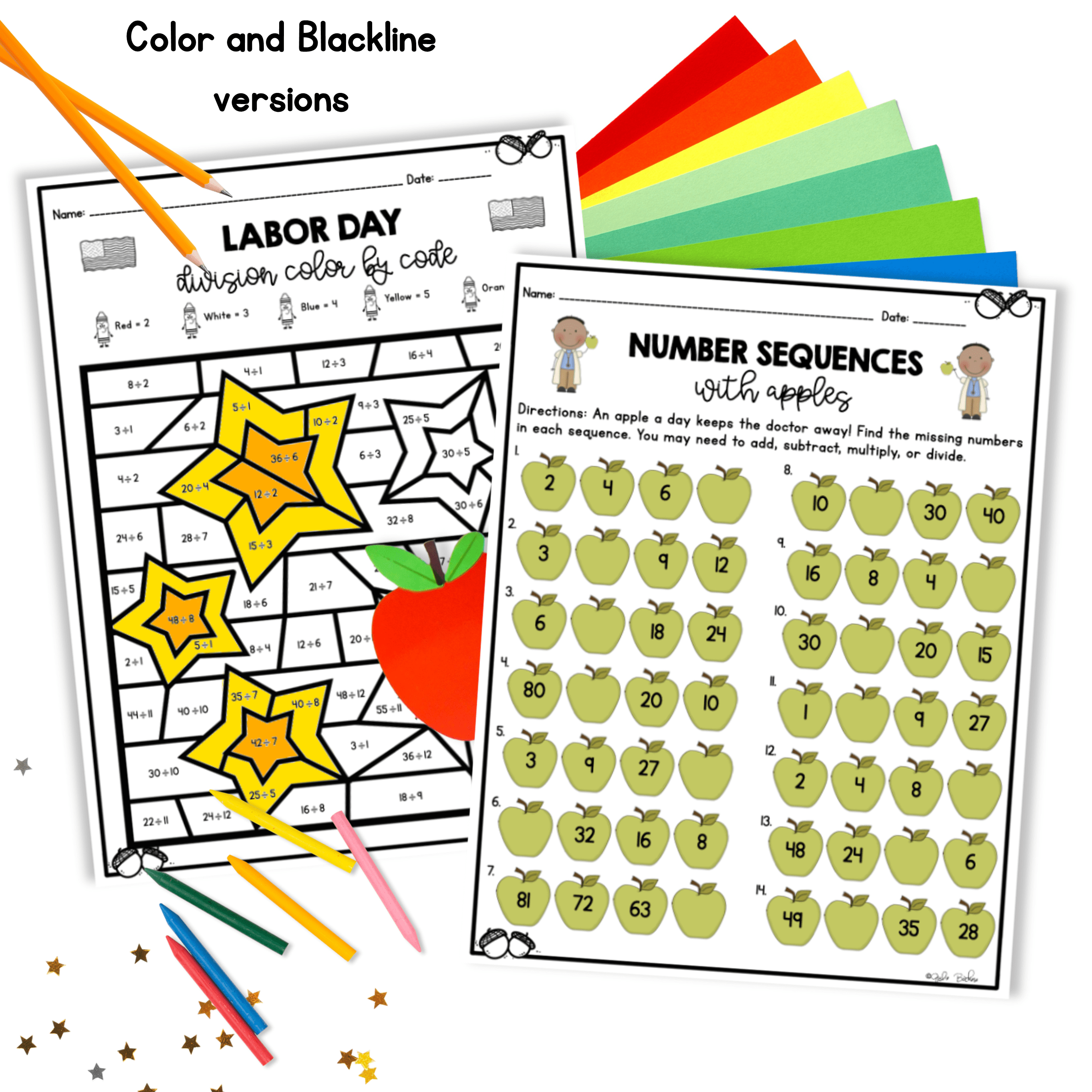 September Themed Math Practice - 3rd Grade - Image 2