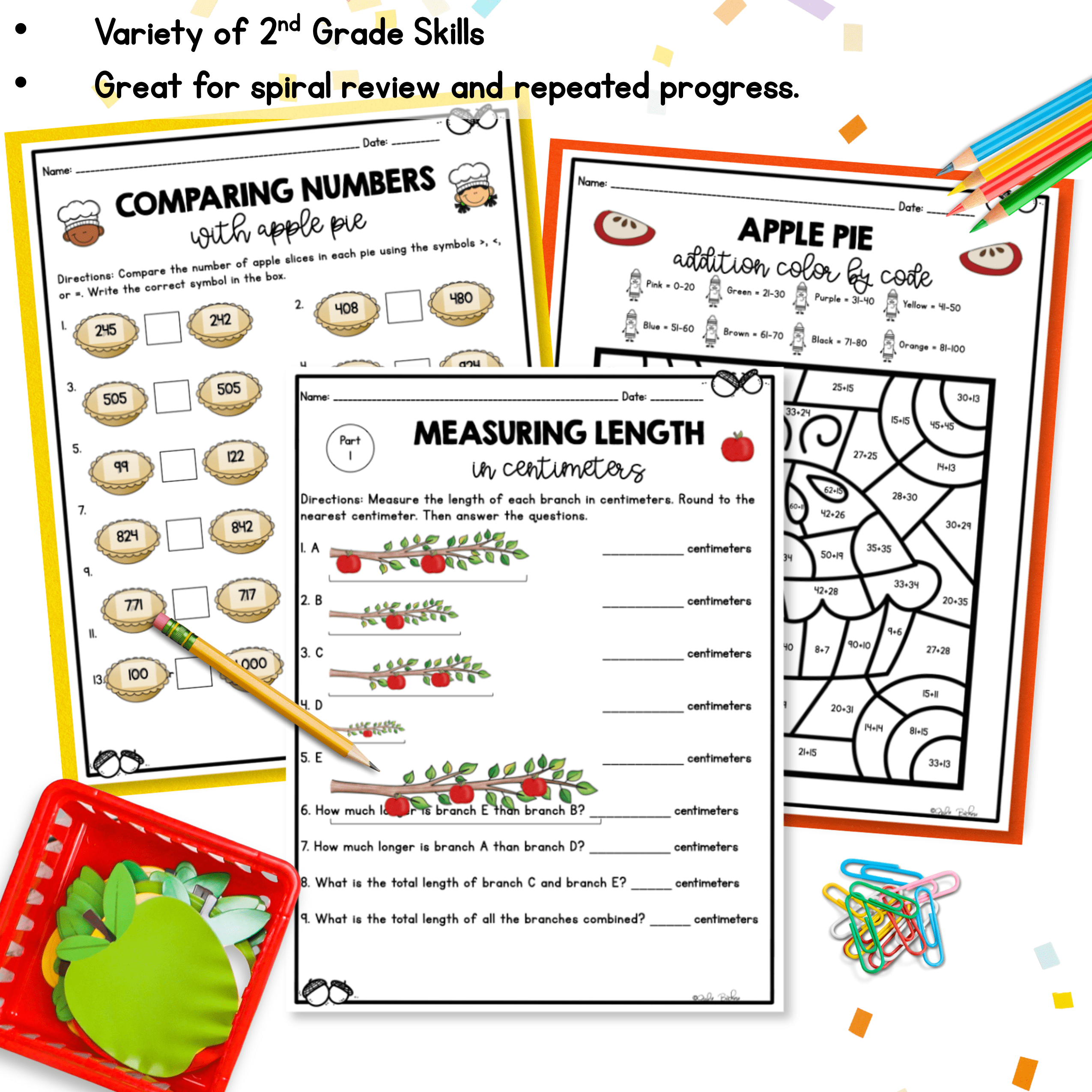 September Themed Math Practice - 2nd Grade - Image 3