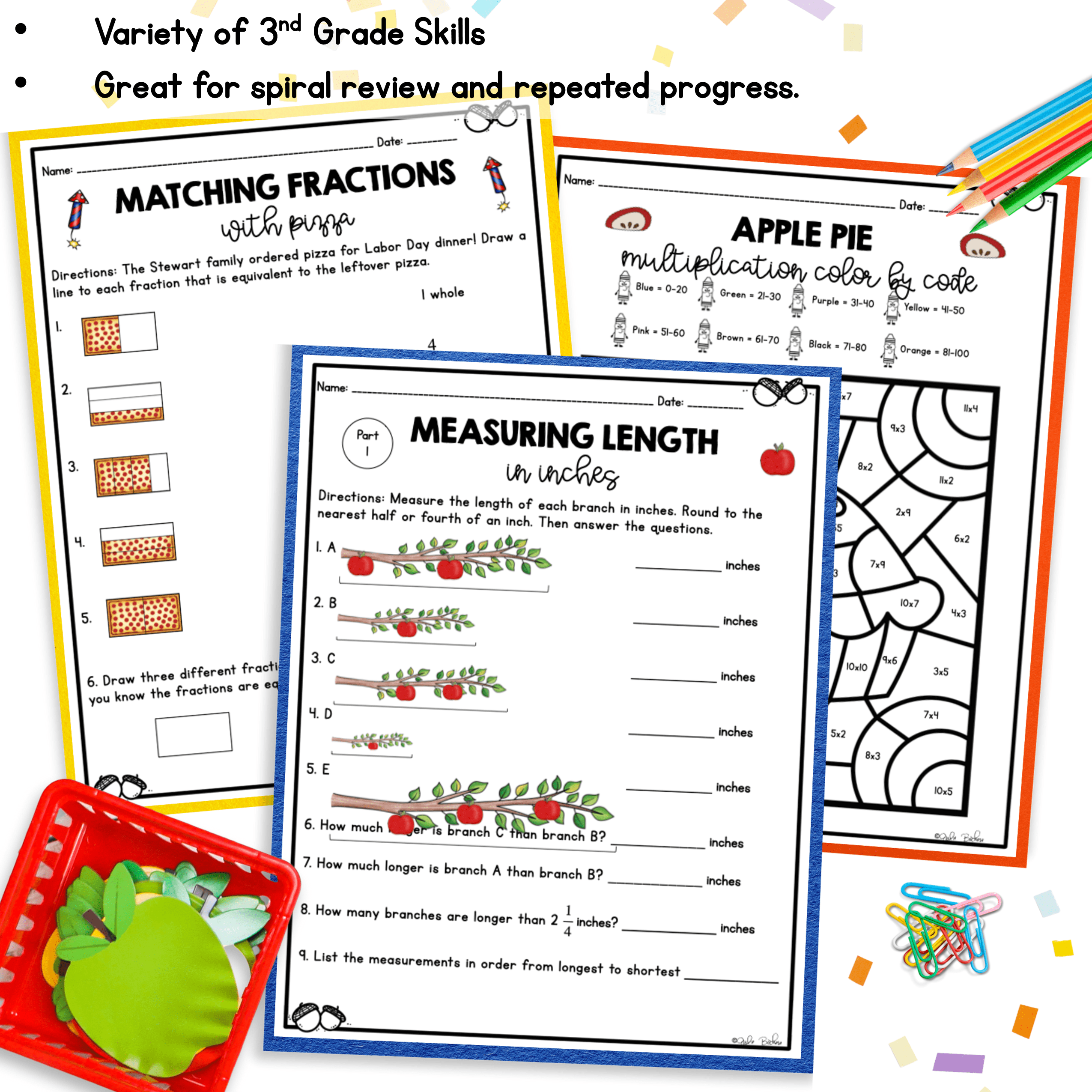 September Themed Math Practice - 3rd Grade - Image 3