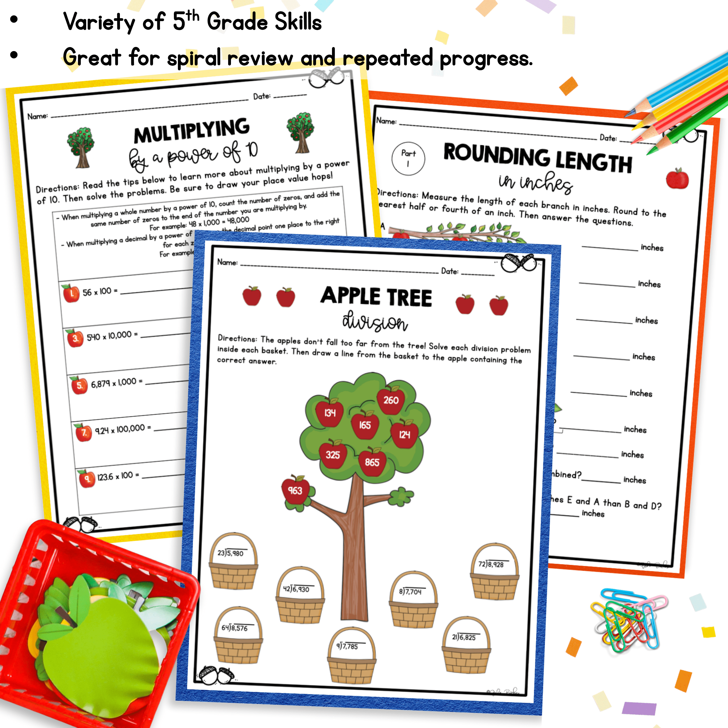 September Themed Math Practice - 5th Grade - Image 3