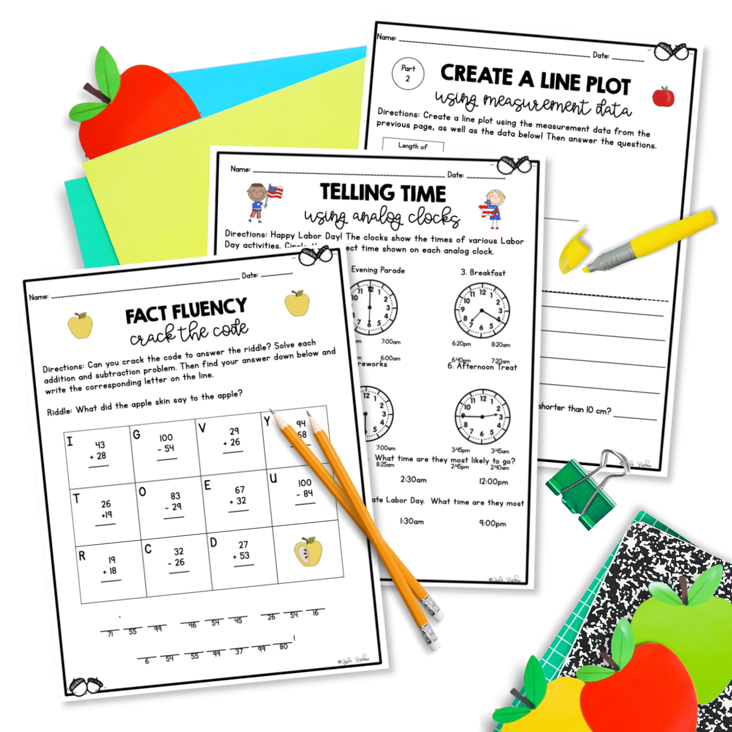 September Themed Math Practice - 2nd Grade - Image 4