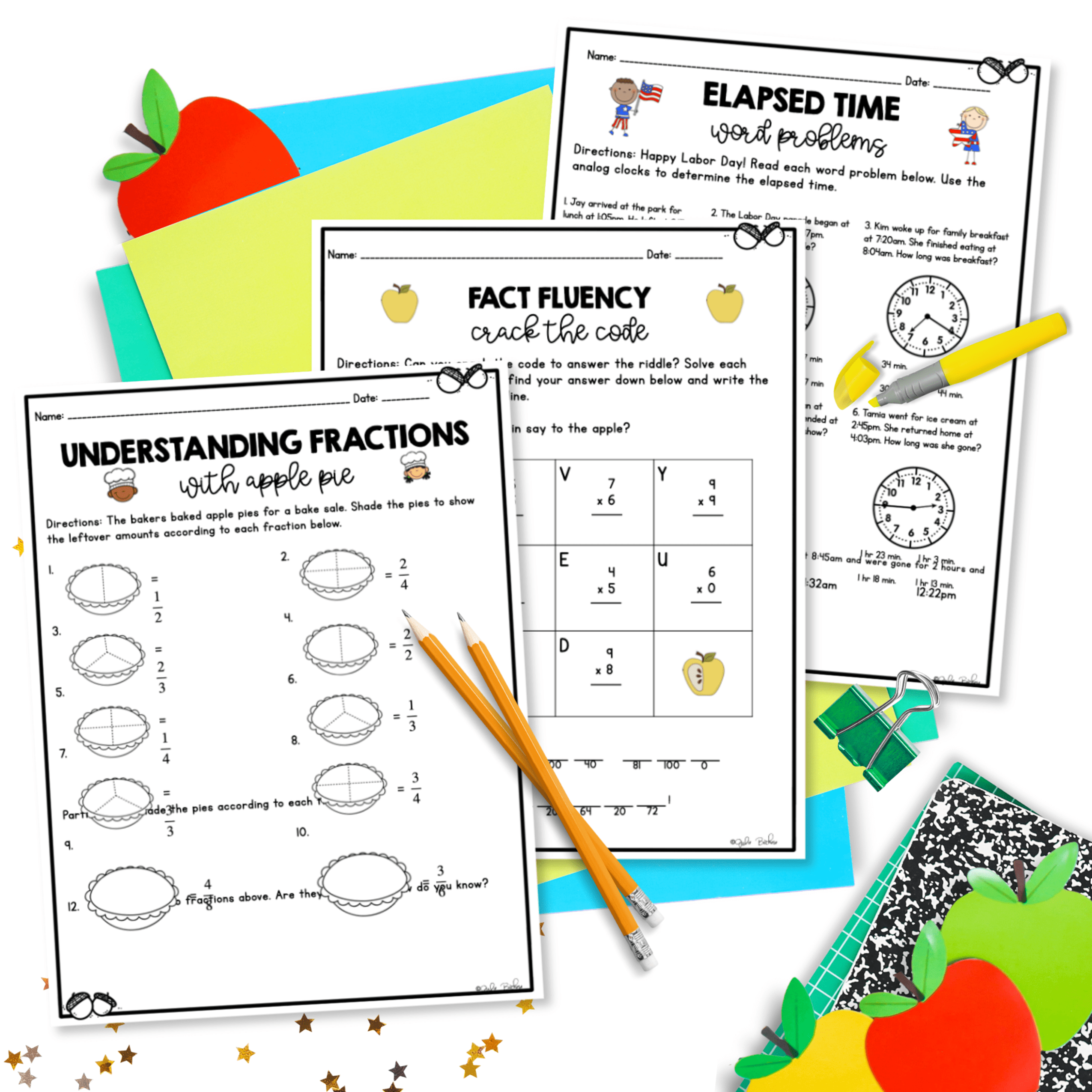 September Themed Math Practice - 3rd Grade - Image 4