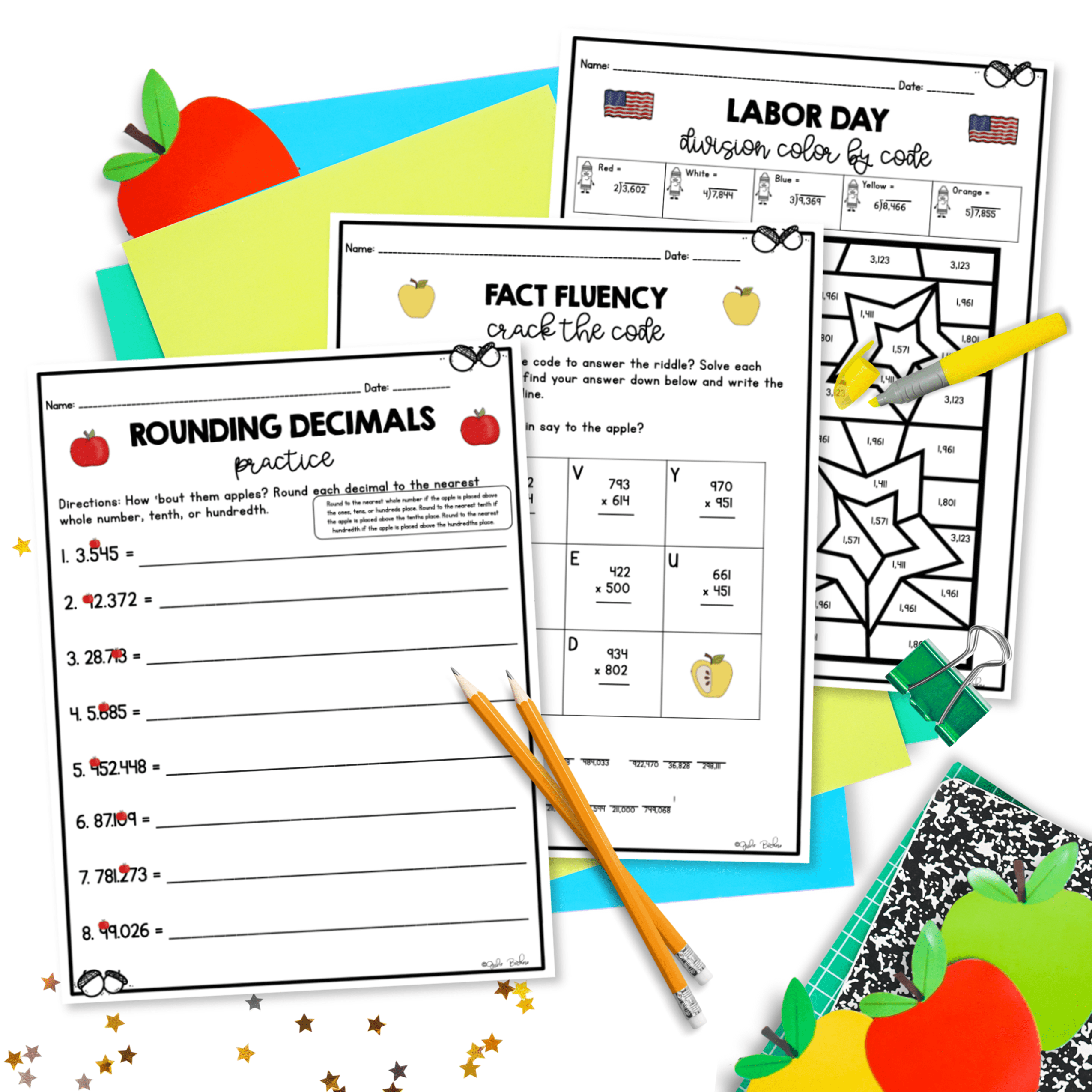 September Themed Math Practice - 5th Grade - Image 4