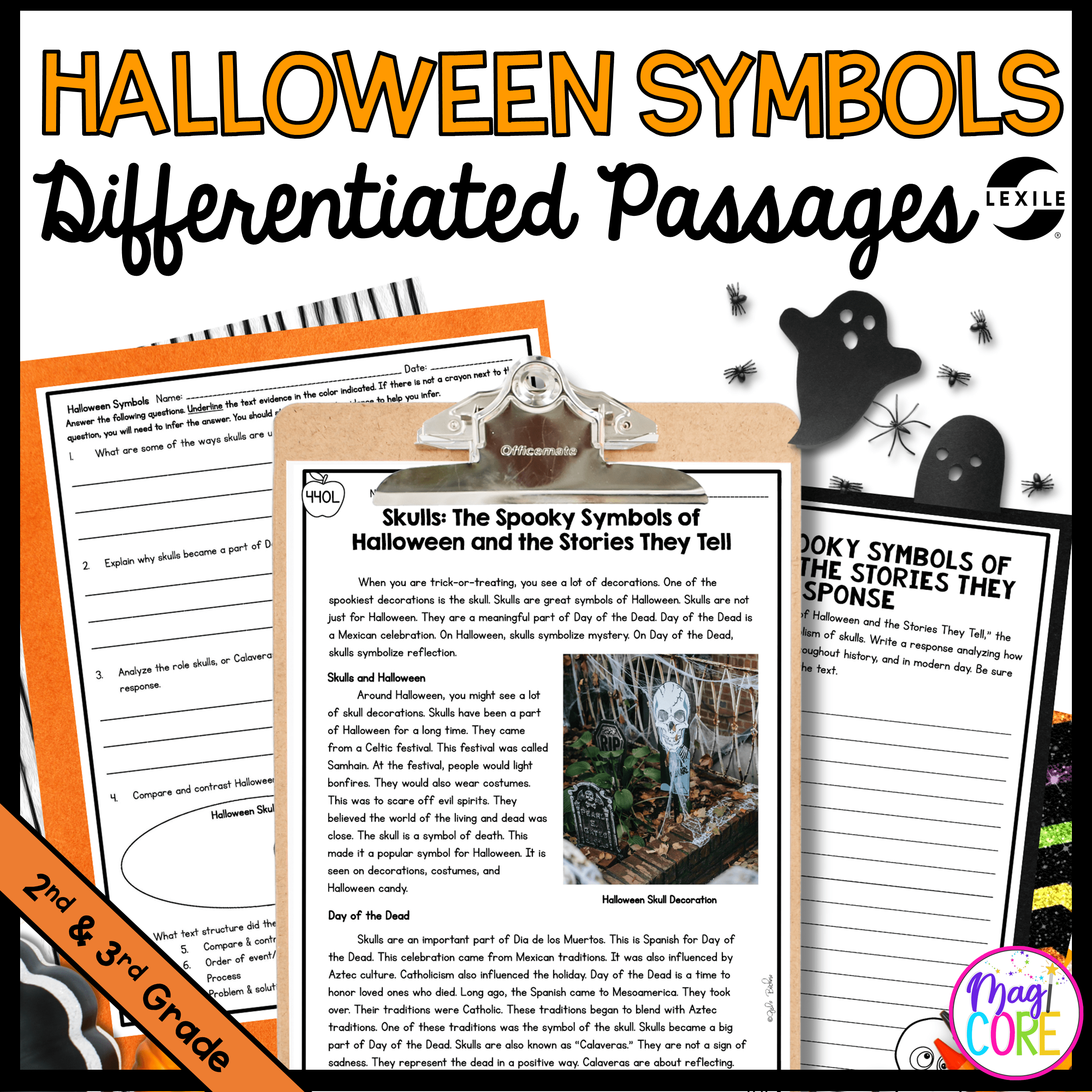Halloween Symbols Lexile Leveled Differentiated Reading Passages - 2nd-5th Grade