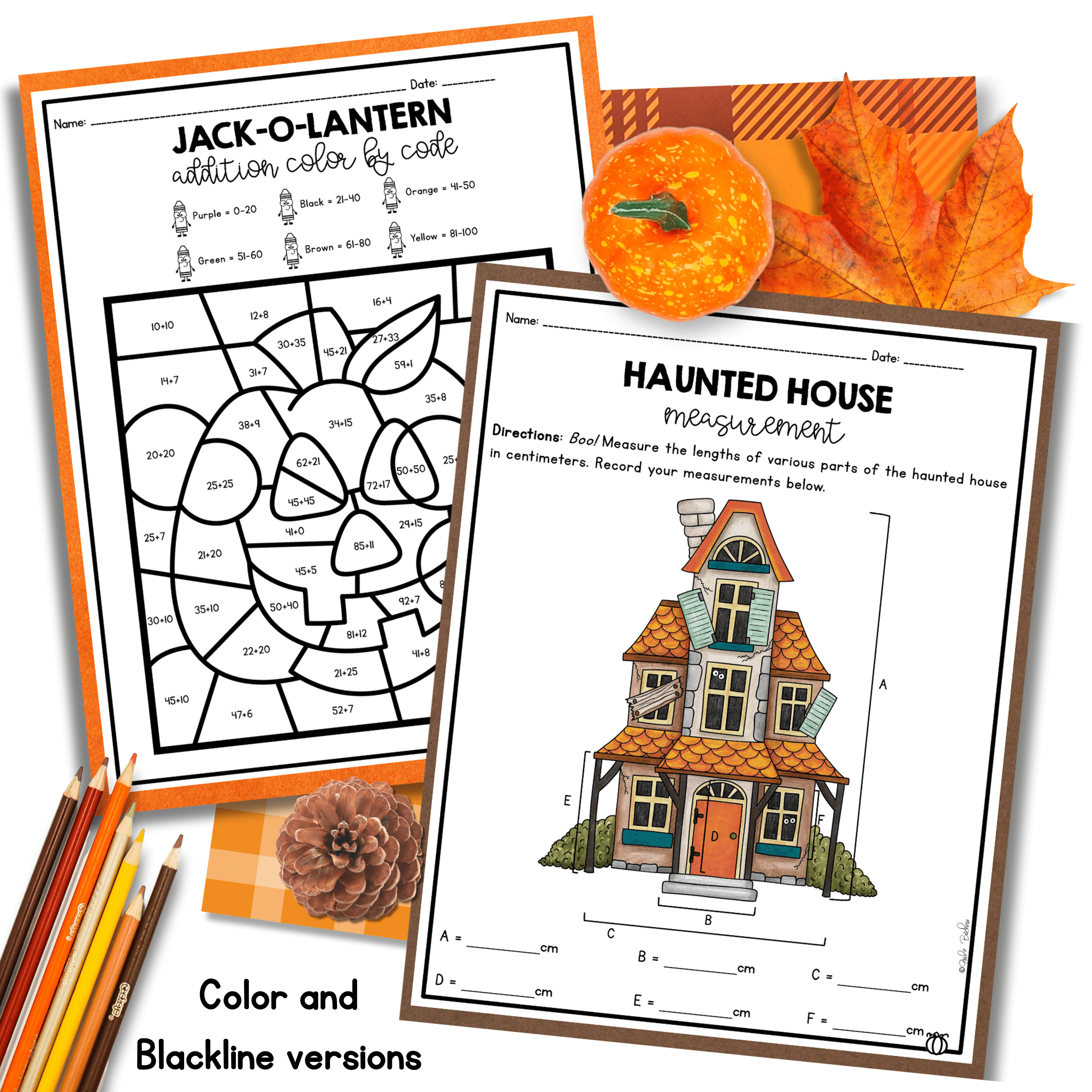 October Themed Math Practice - 2nd Grade - Image 2