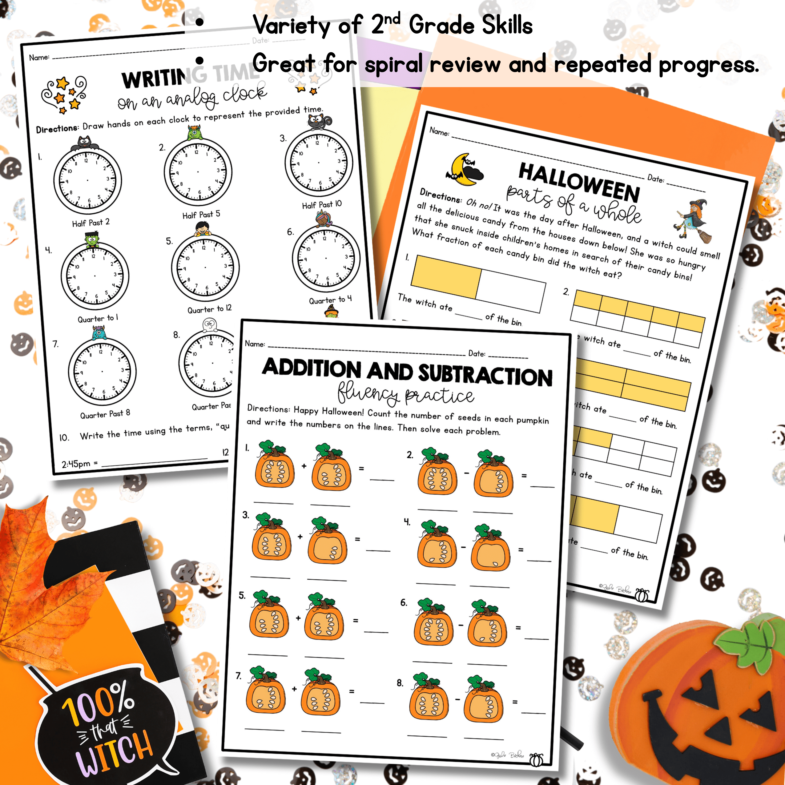 October Themed Math Practice - 2nd Grade - Image 3