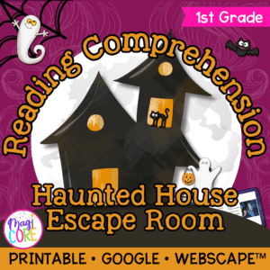 1st Grade Haunted House Halloween Reading Escape Room & Digital Webscape