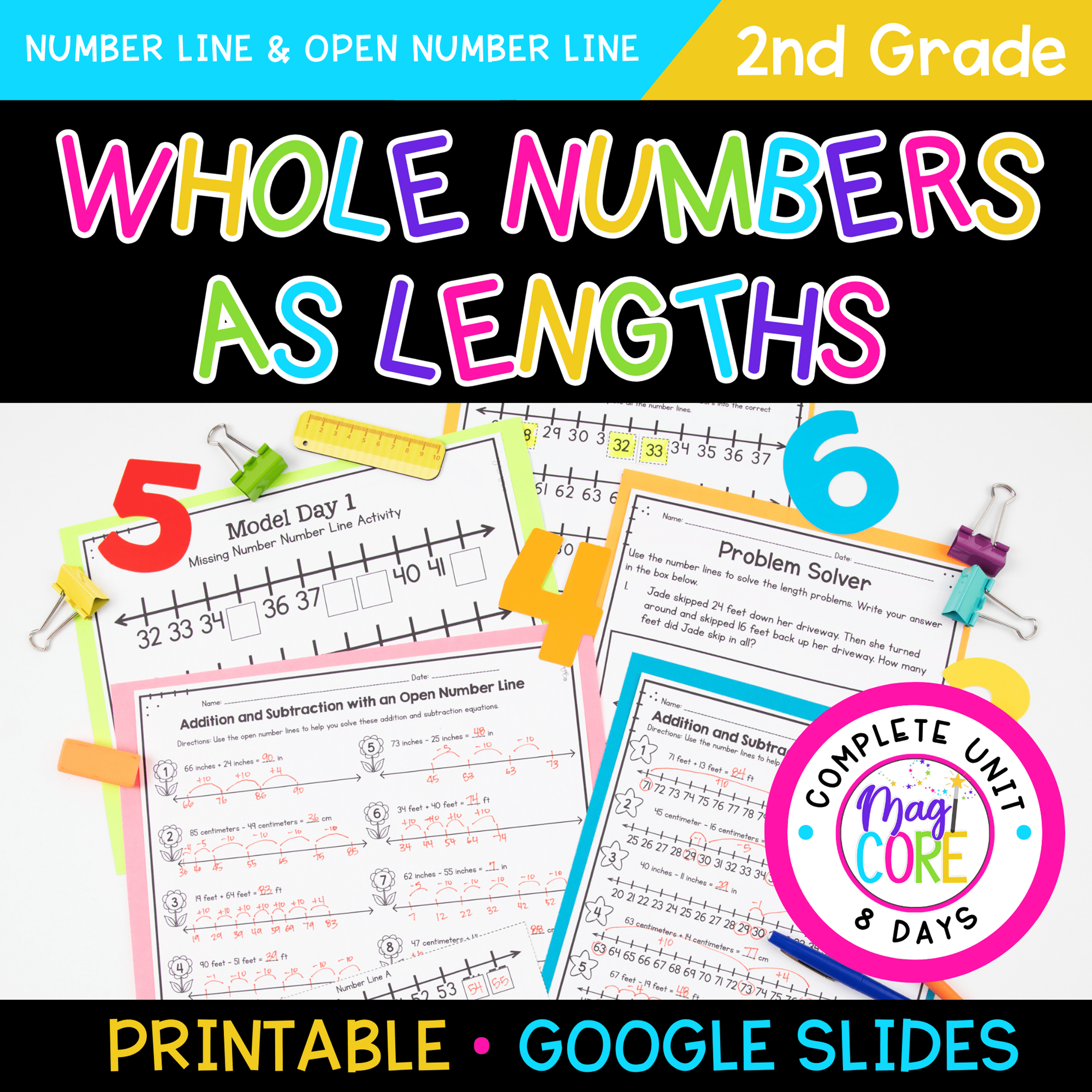 Whole Numbers as Lengths - 2nd Grade - 2.MD.B.6 - Print & Digital