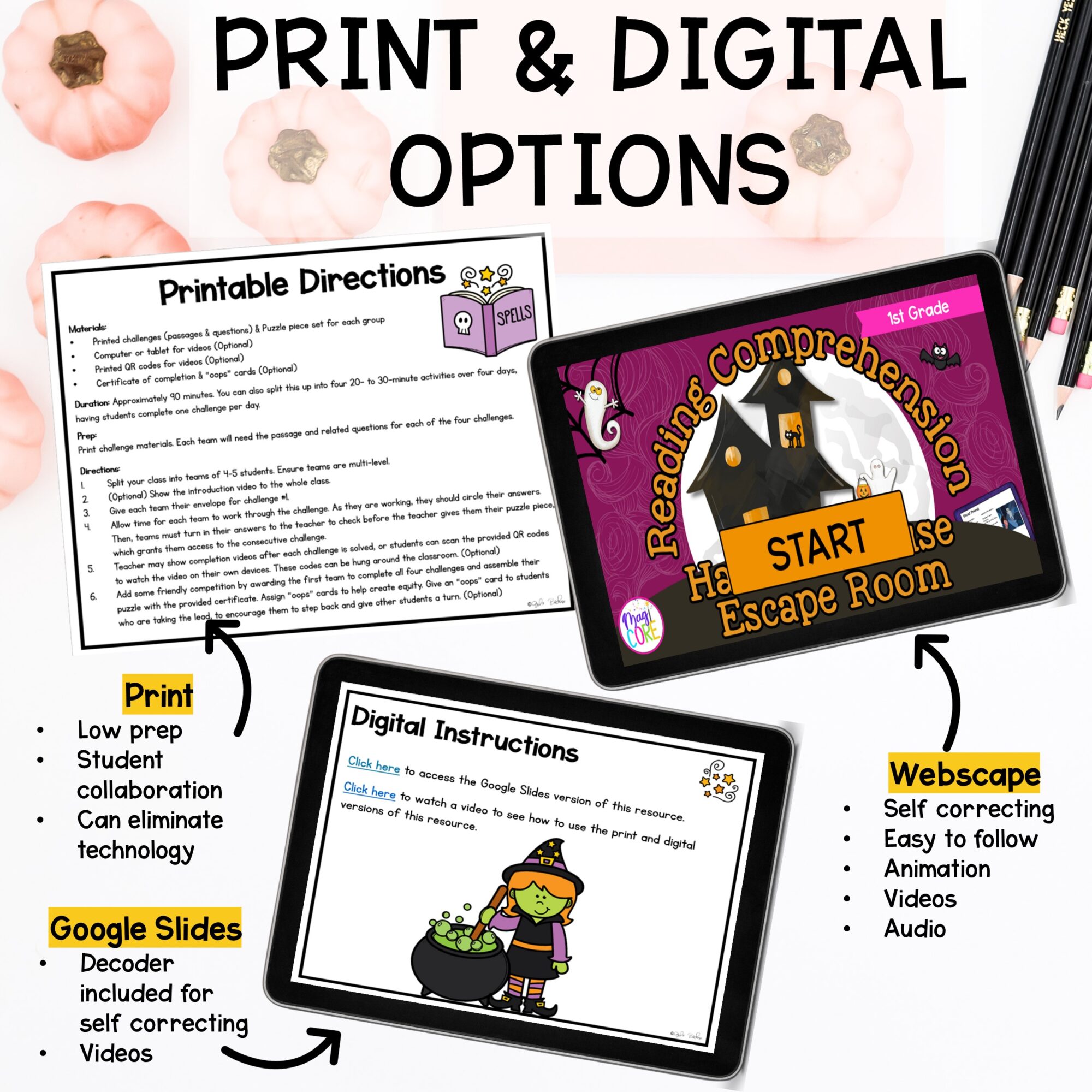 1st Grade Haunted House Halloween Reading Escape Room & Digital Webscape - Image 2