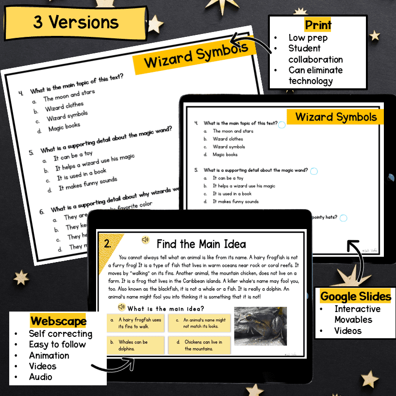 Main Topic Reading Comprehension Escape Room & Webscape 1st Grade Main Idea - Image 4