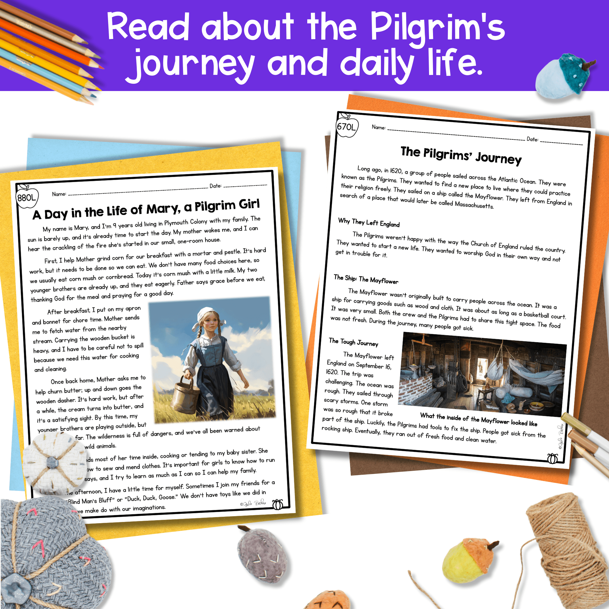 History of Thanksgiving Reading Comprehension Passages Questions Pilgrims Native - Image 5