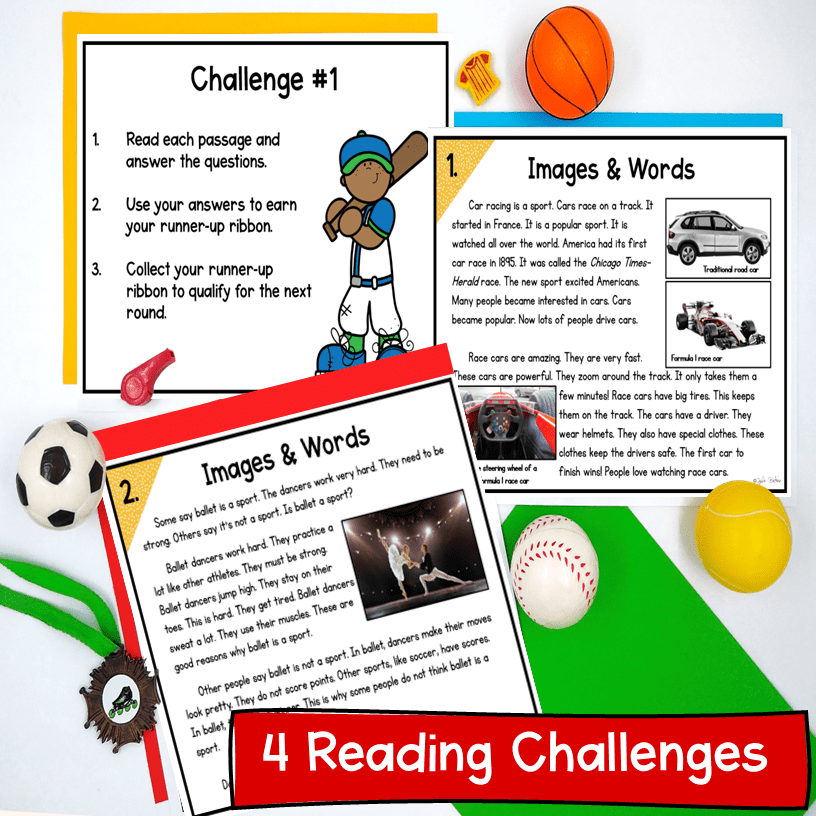 Information from Pictures Images & Text Sports Escape Room 1st Grade RI.1.6 - Image 2