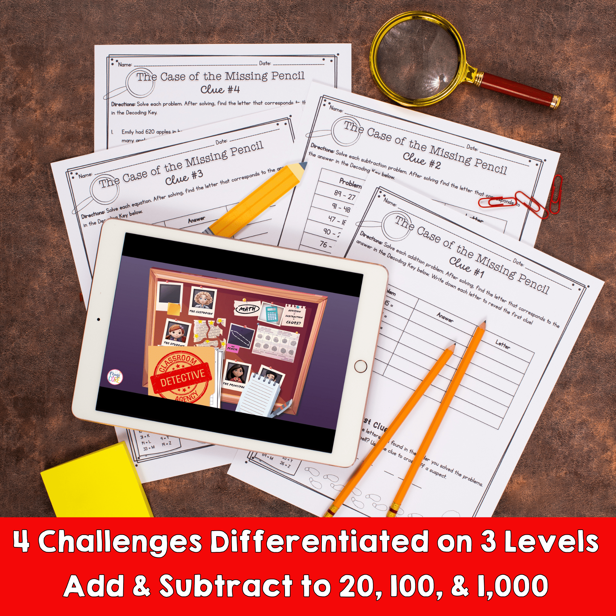 Add & Subtract to 20 100 1000 - Magical Mystery Print & Digital Math Activity - Image 2