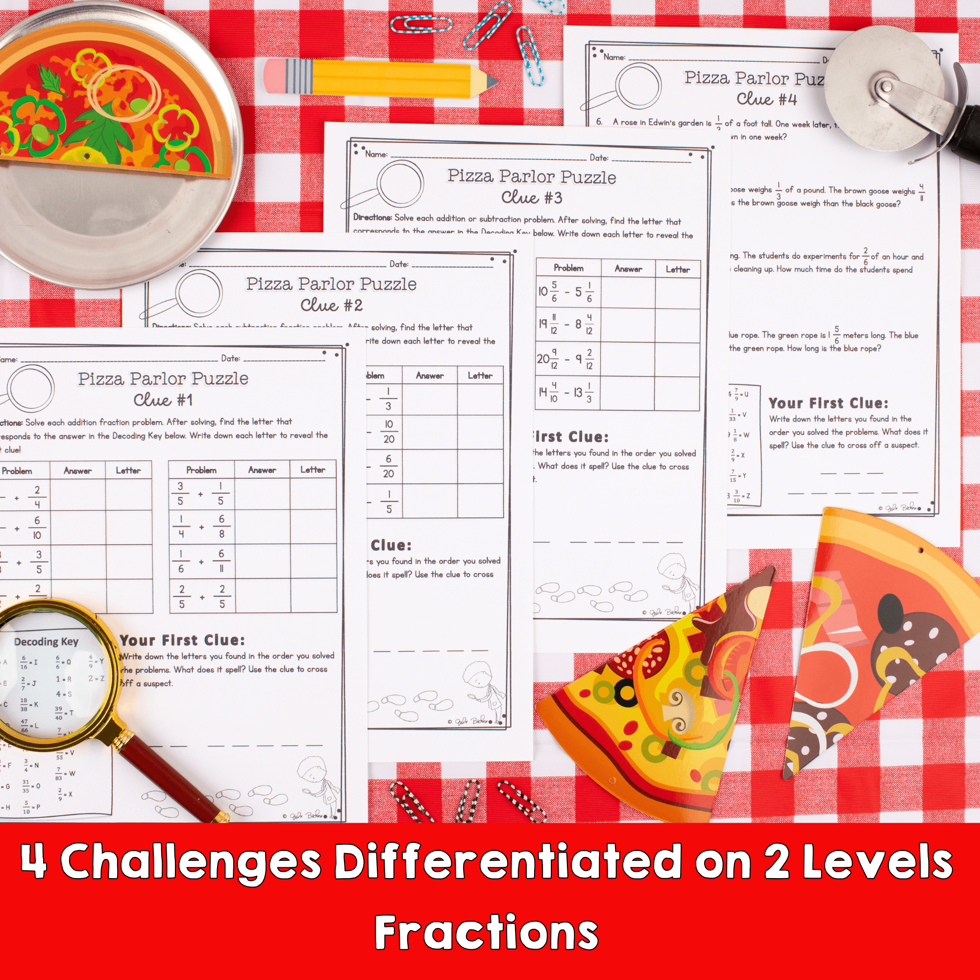 Add & Subtract Fractions Magical Mystery 4th & 5th Print & Digital Math Activity - Image 2