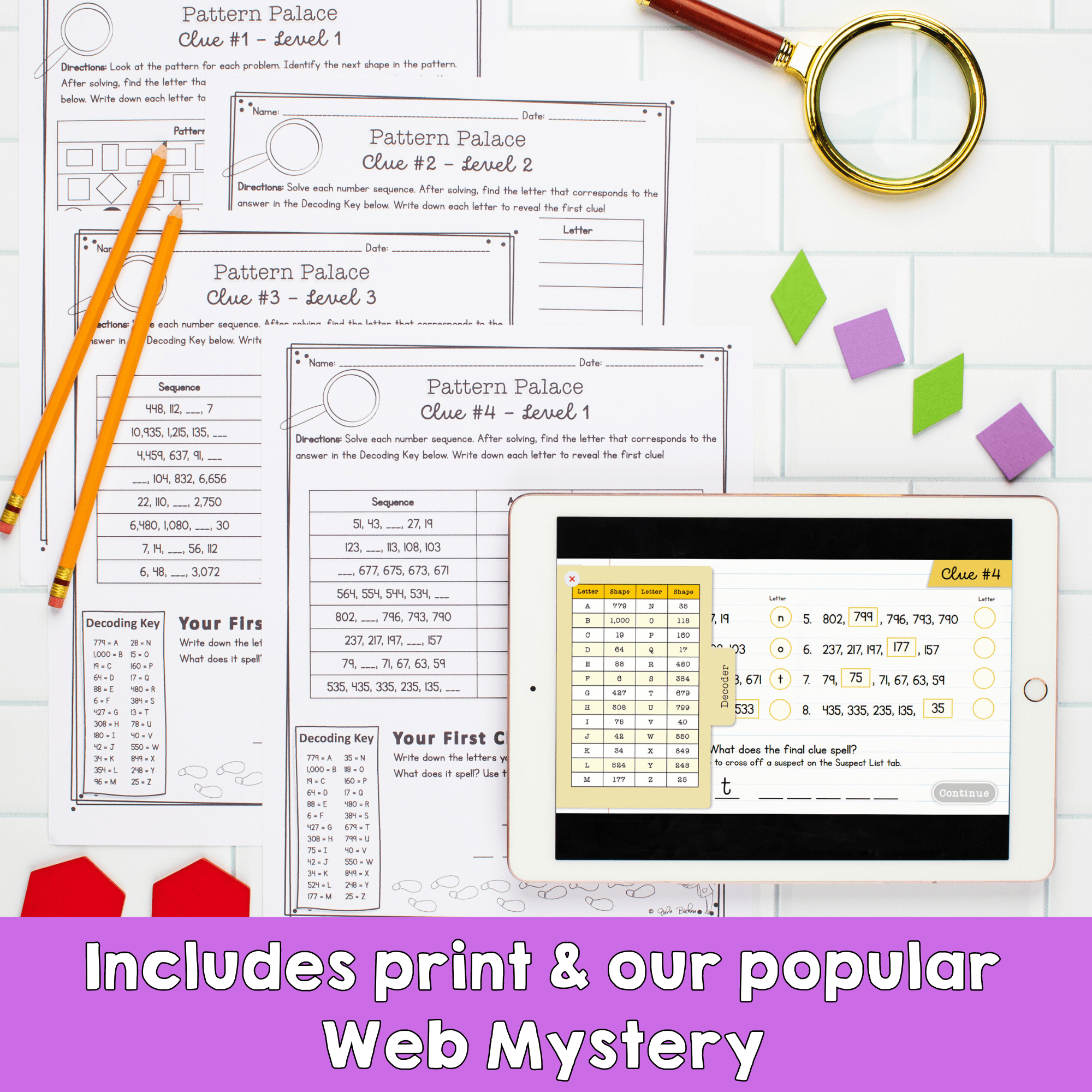 Number & Shape Patterns Mystery Math Activity Worksheets & Digital Resource - Image 3