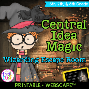 Central Idea Reading Comprehension Escape Room & Webscape™ 6th 7th 8th Grade