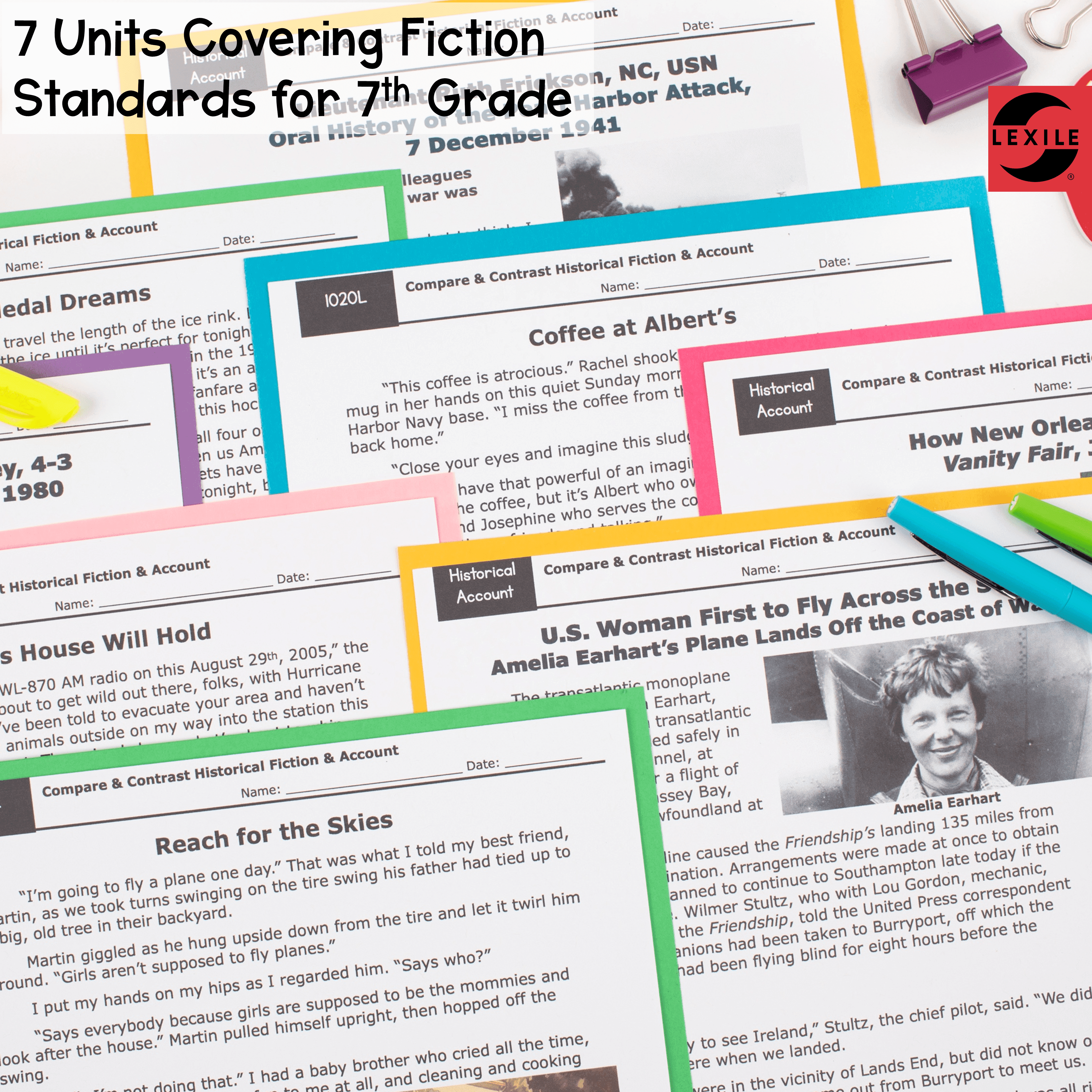 7th Grade Reading Comprehension Fiction Bundle - Lexile Leveled Passages - Image 2
