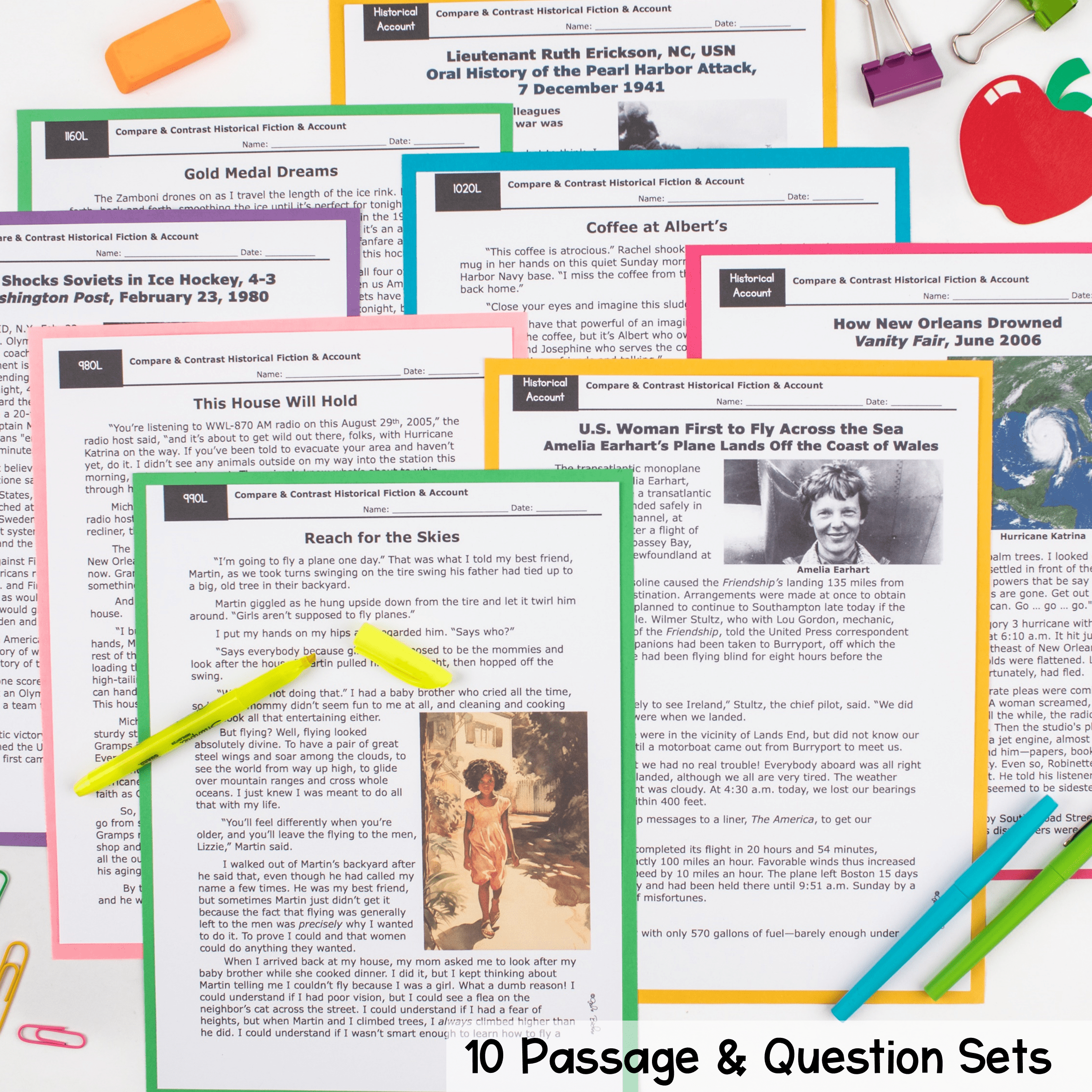 Compare & Contrast Historical Fiction & Real Accounts 7th Grade RL.7.9 Passages - Image 2