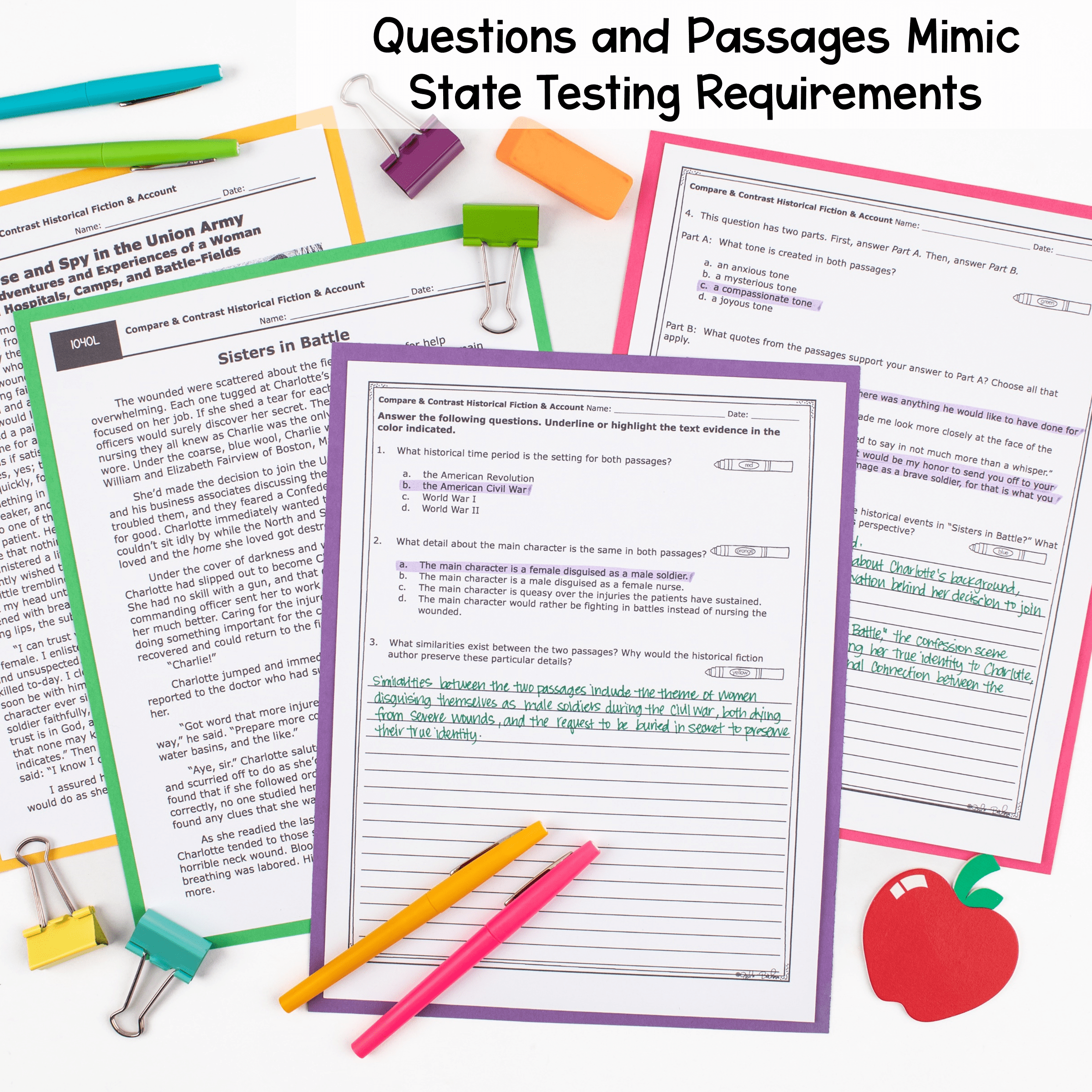Compare & Contrast Historical Fiction & Real Accounts 7th Grade RL.7.9 Passages - Image 4