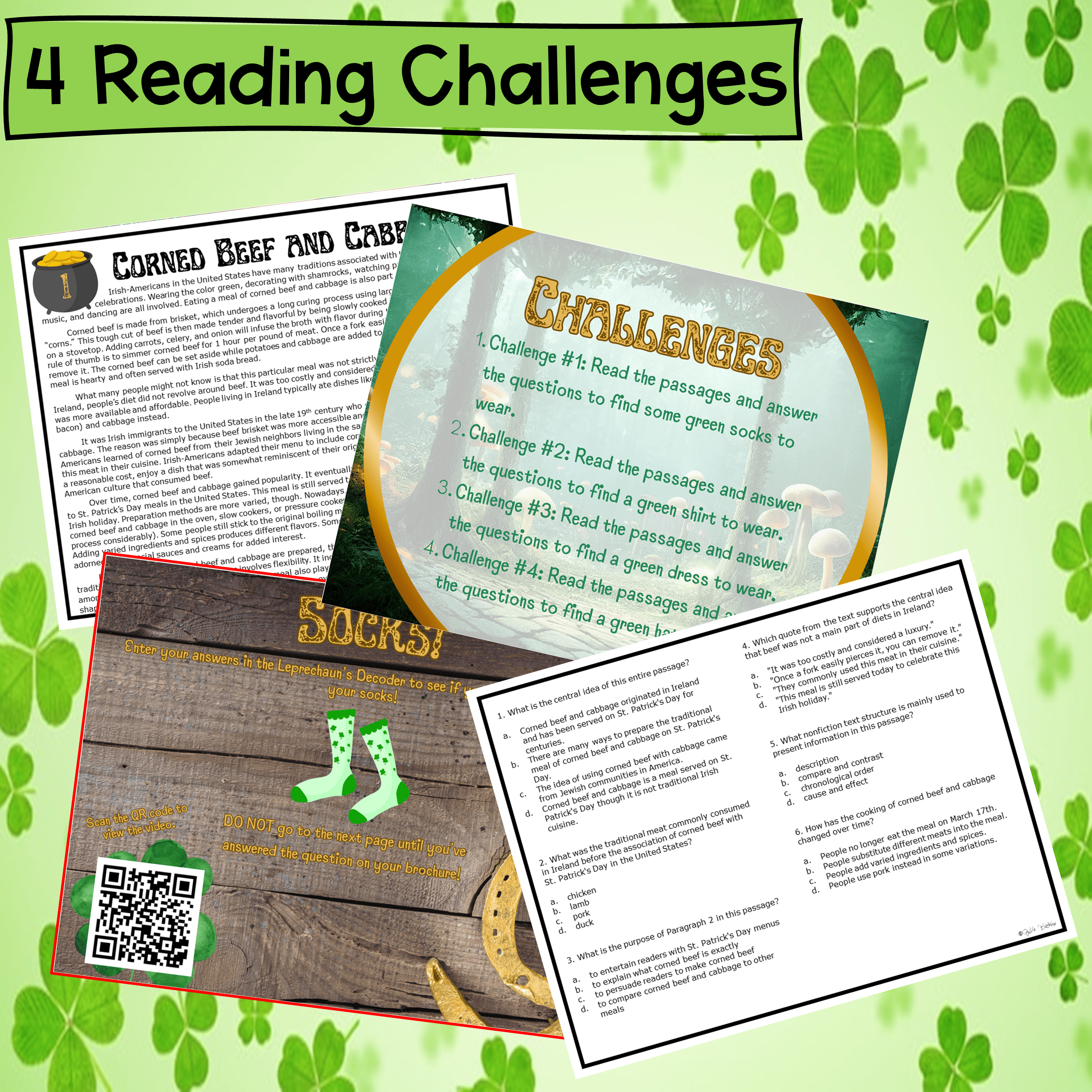 St. Patrick's Day Reading Comprehension Escape Room 6th 7th 8th Grade - Image 2