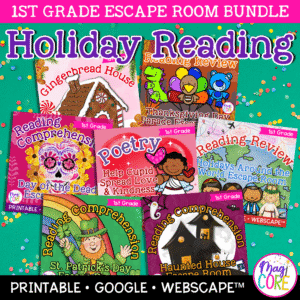 Holiday Escape Room Bundle 1st Grade Reading Comprehension Christmas Activities
