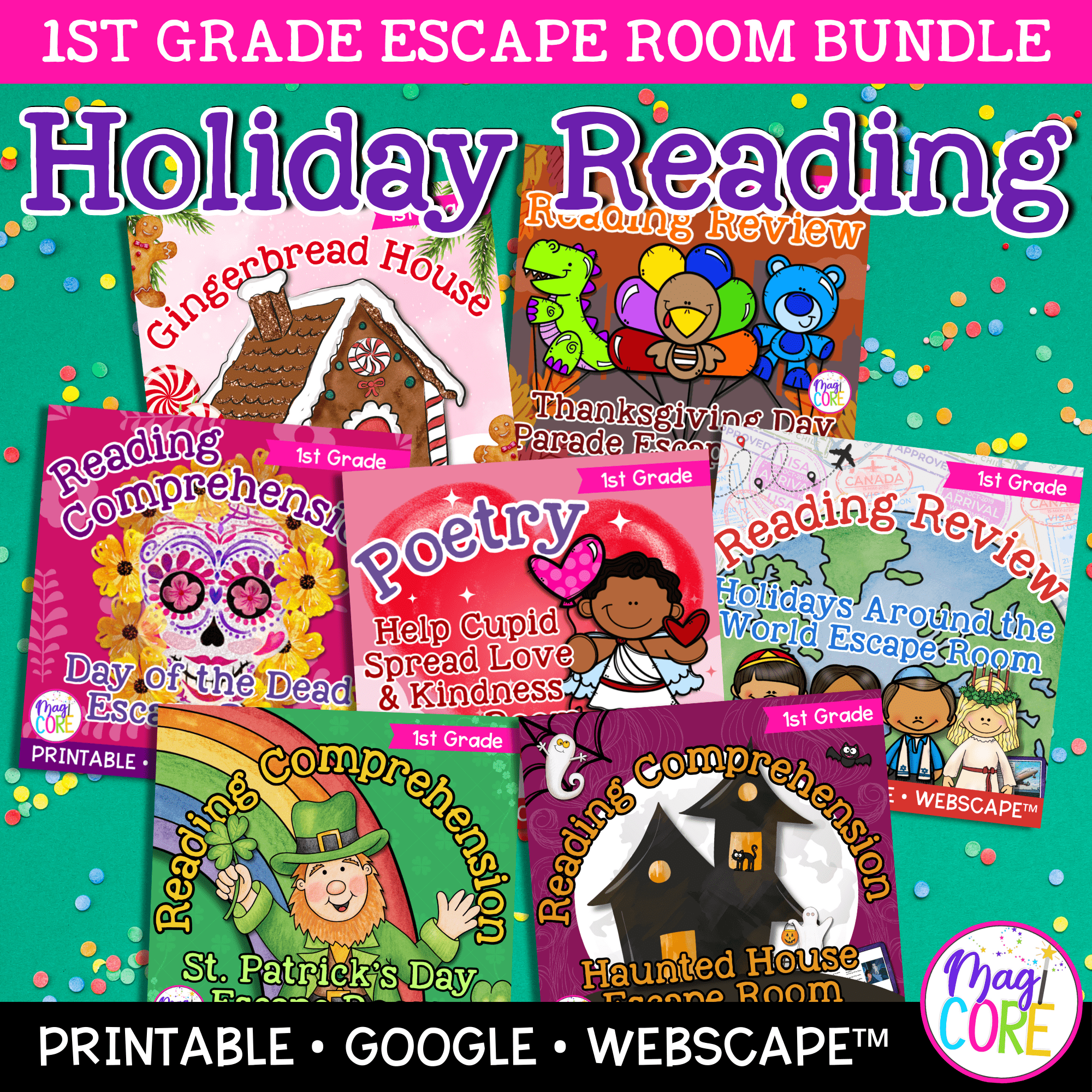 Holiday Escape Room Bundle 1st Grade Reading Comprehension Christmas Activities