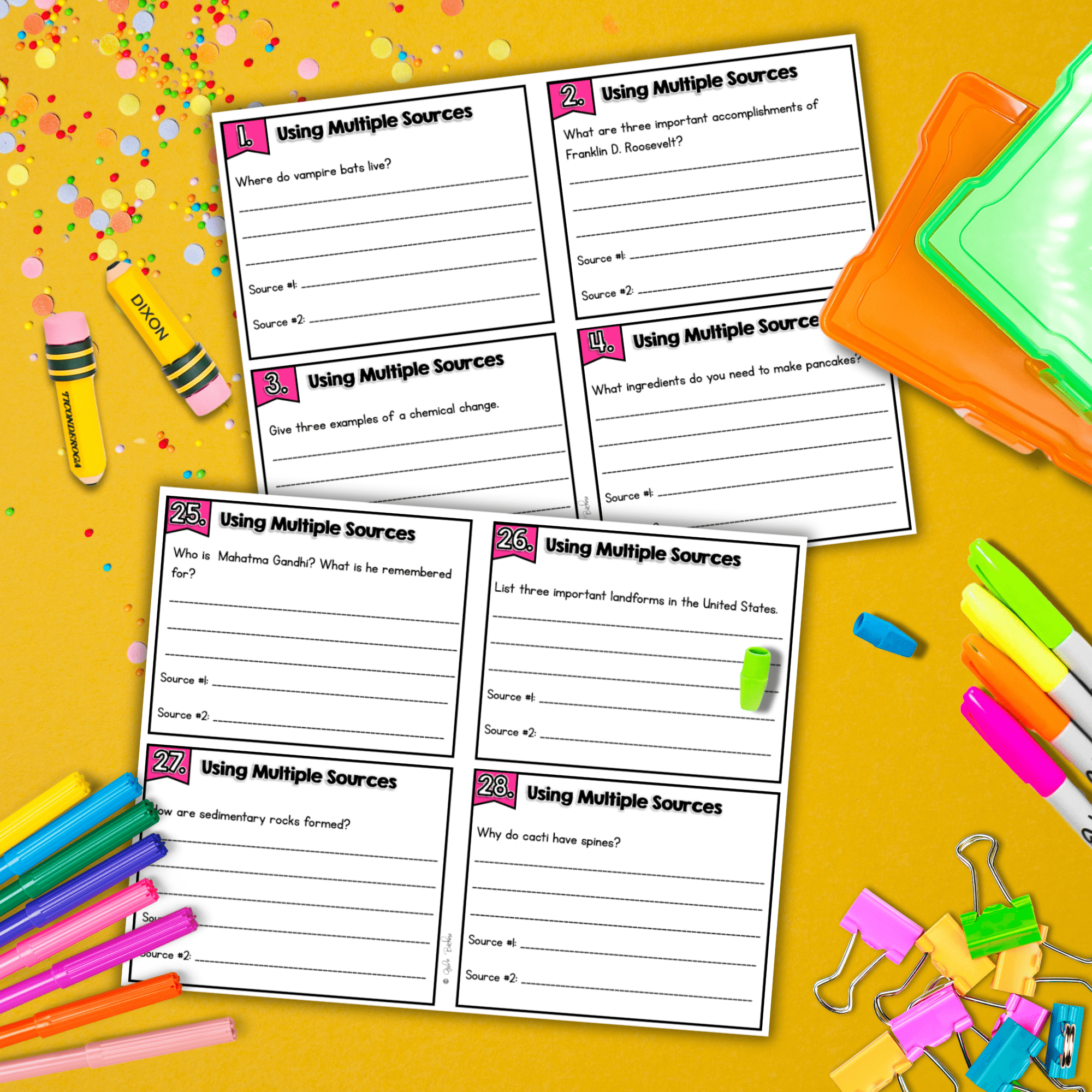 Using Multiple Sources Task Cards 5th Grade - RI.5.7 - Image 2