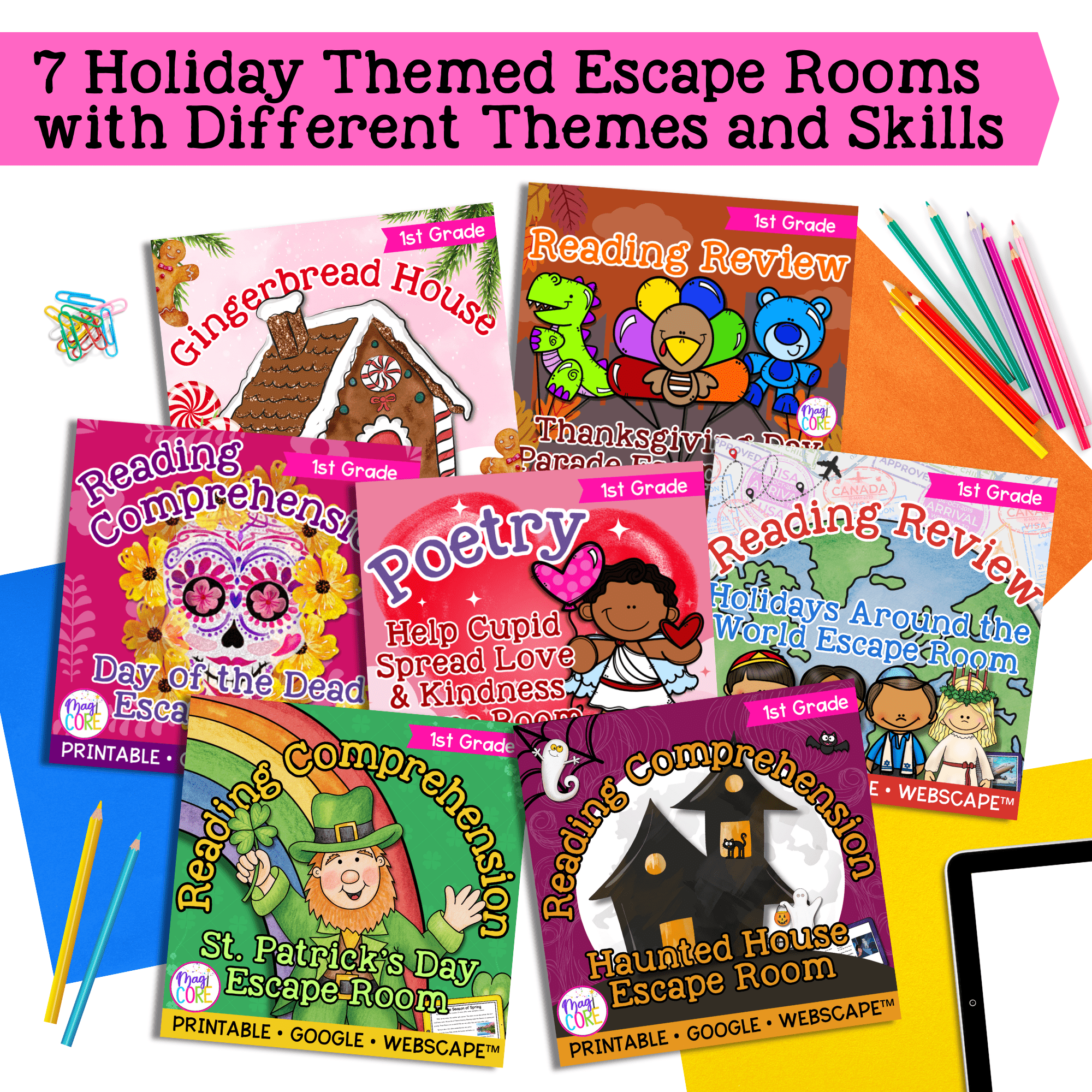 Holiday Escape Room Bundle 1st Grade Reading Comprehension Christmas Activities - Image 2