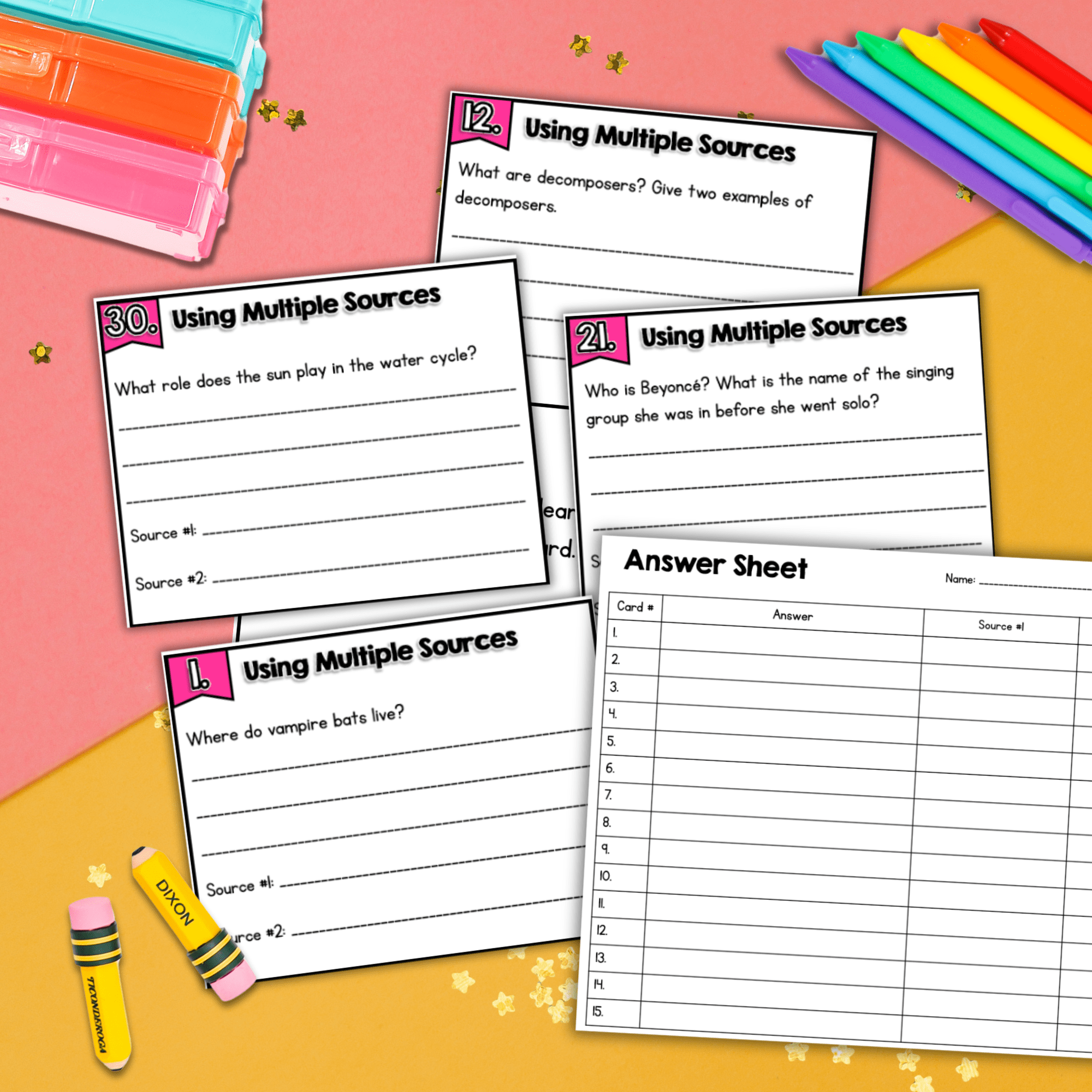 Using Multiple Sources Task Cards 5th Grade - RI.5.7 - Image 3
