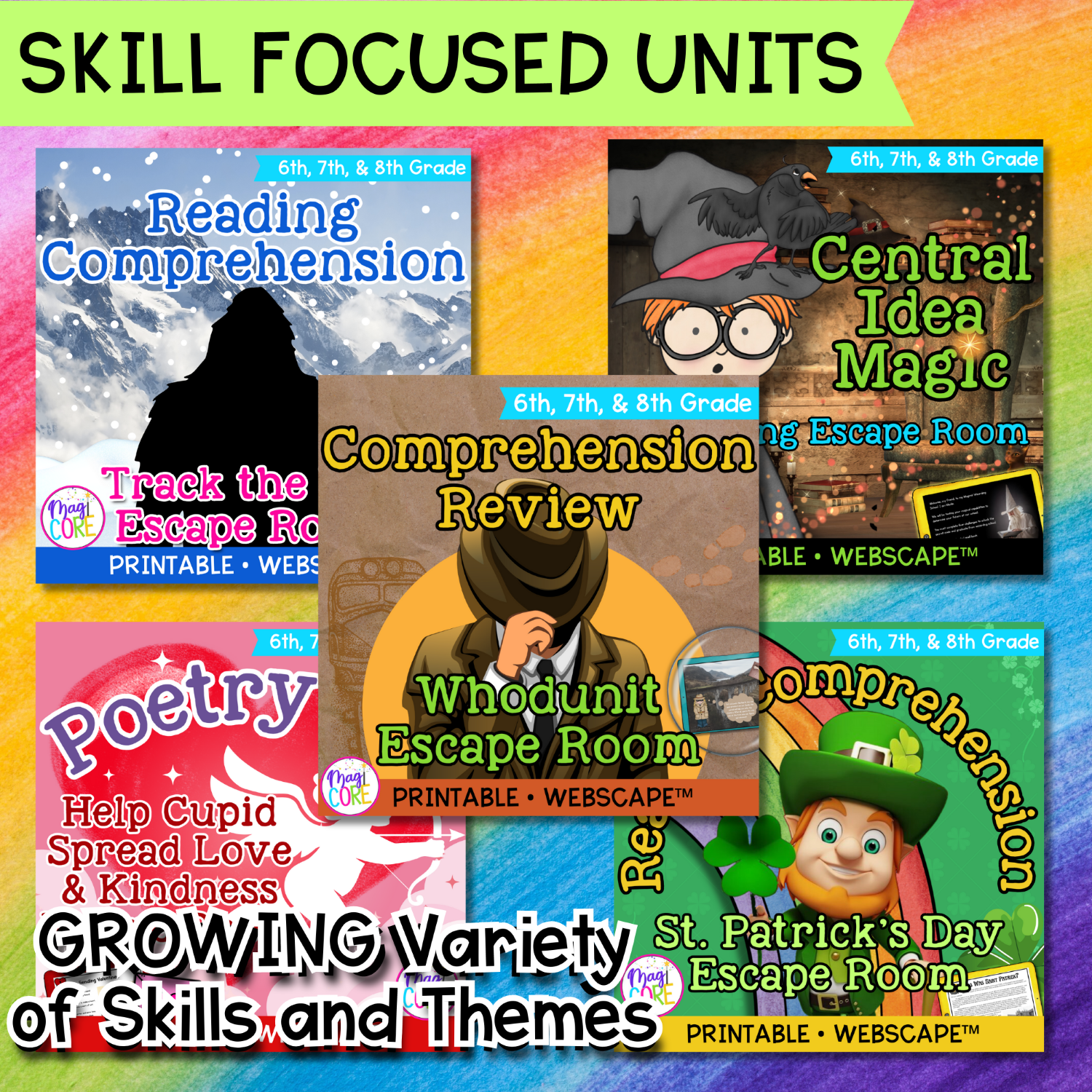 Middle School Reading Comprehension Escape Room GROWING Bundle 6th 7th 8th - Image 3