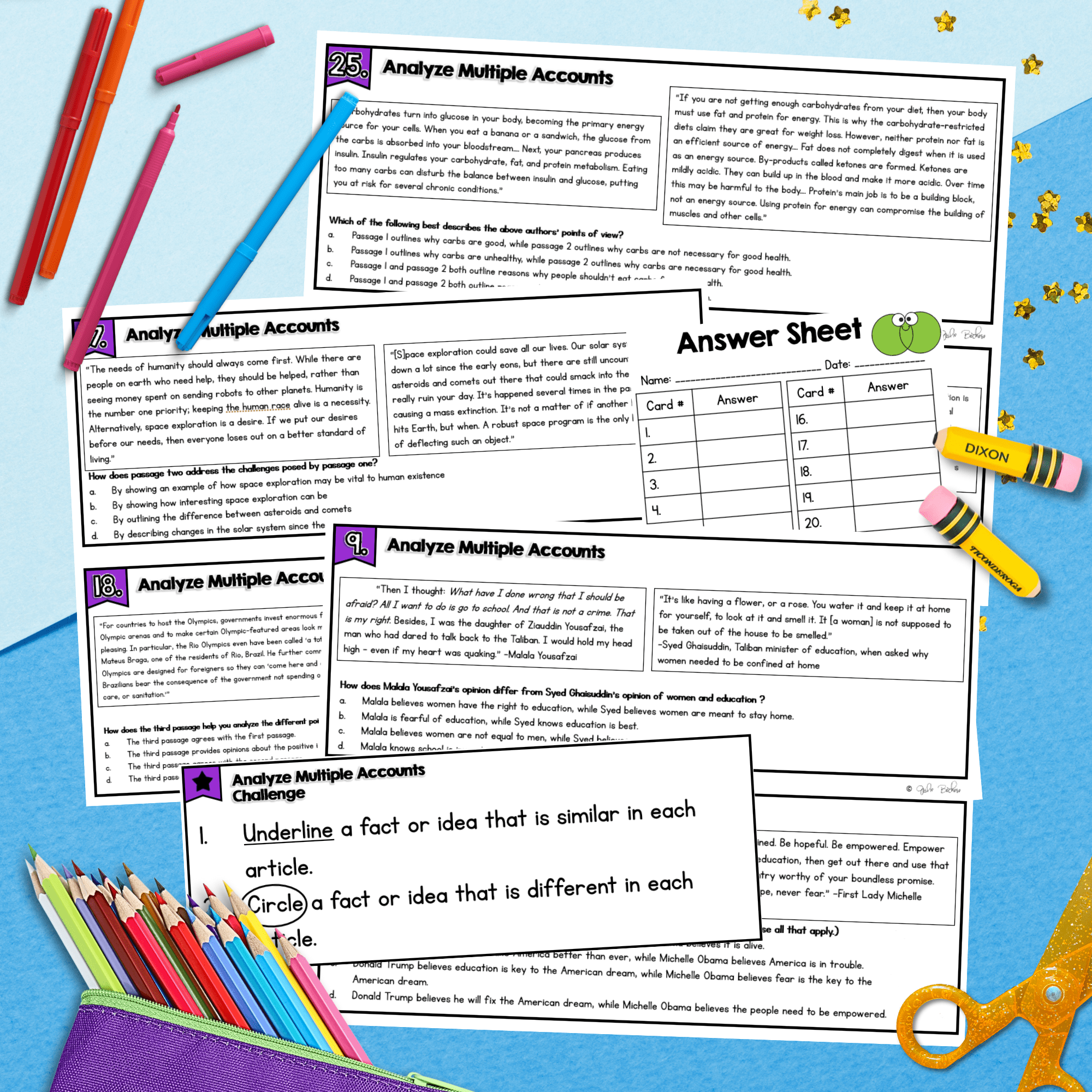 Analyze Multiple Accounts Task Cards 5th Grade - RI.5.6 - Image 4