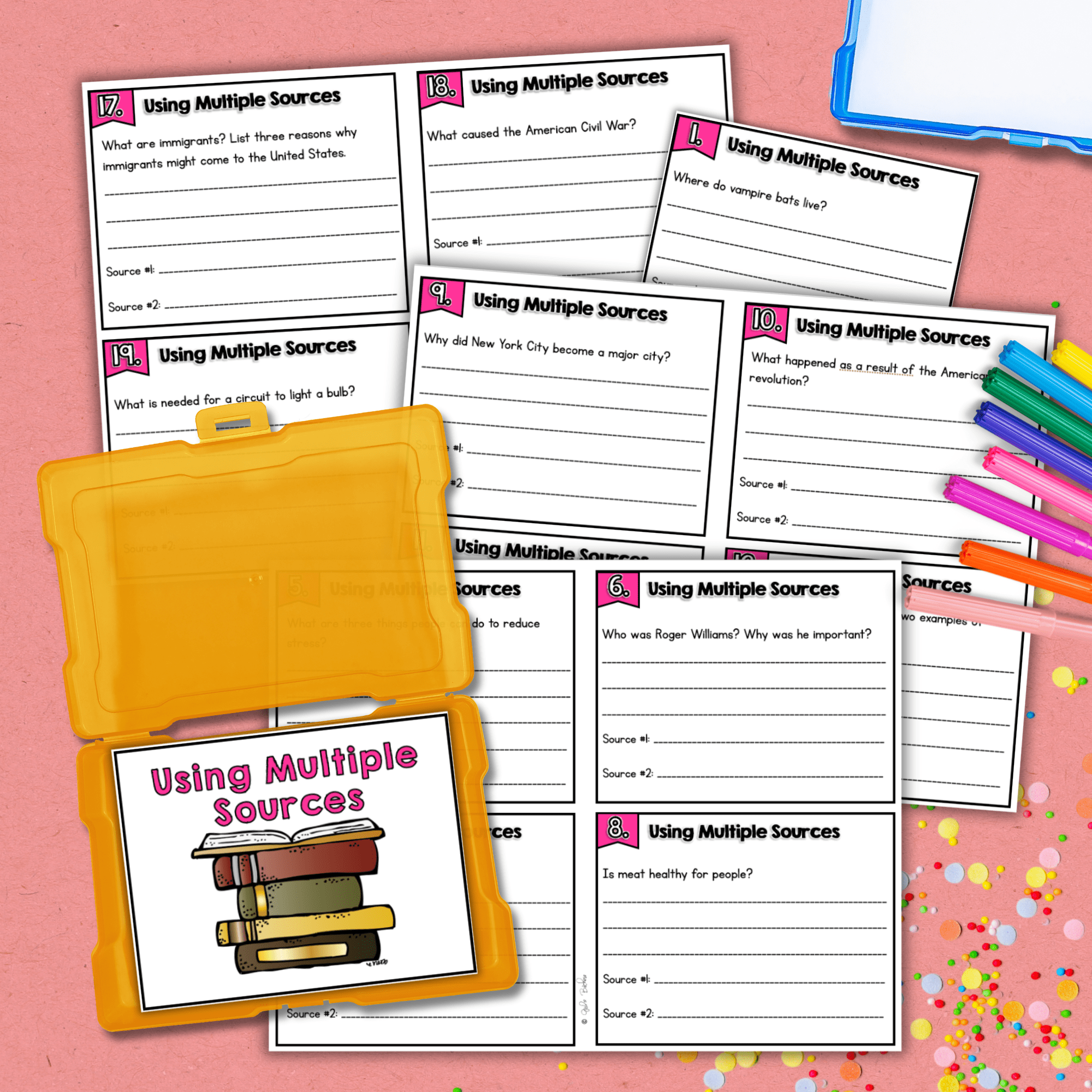 Using Multiple Sources Task Cards 5th Grade - RI.5.7 - Image 4