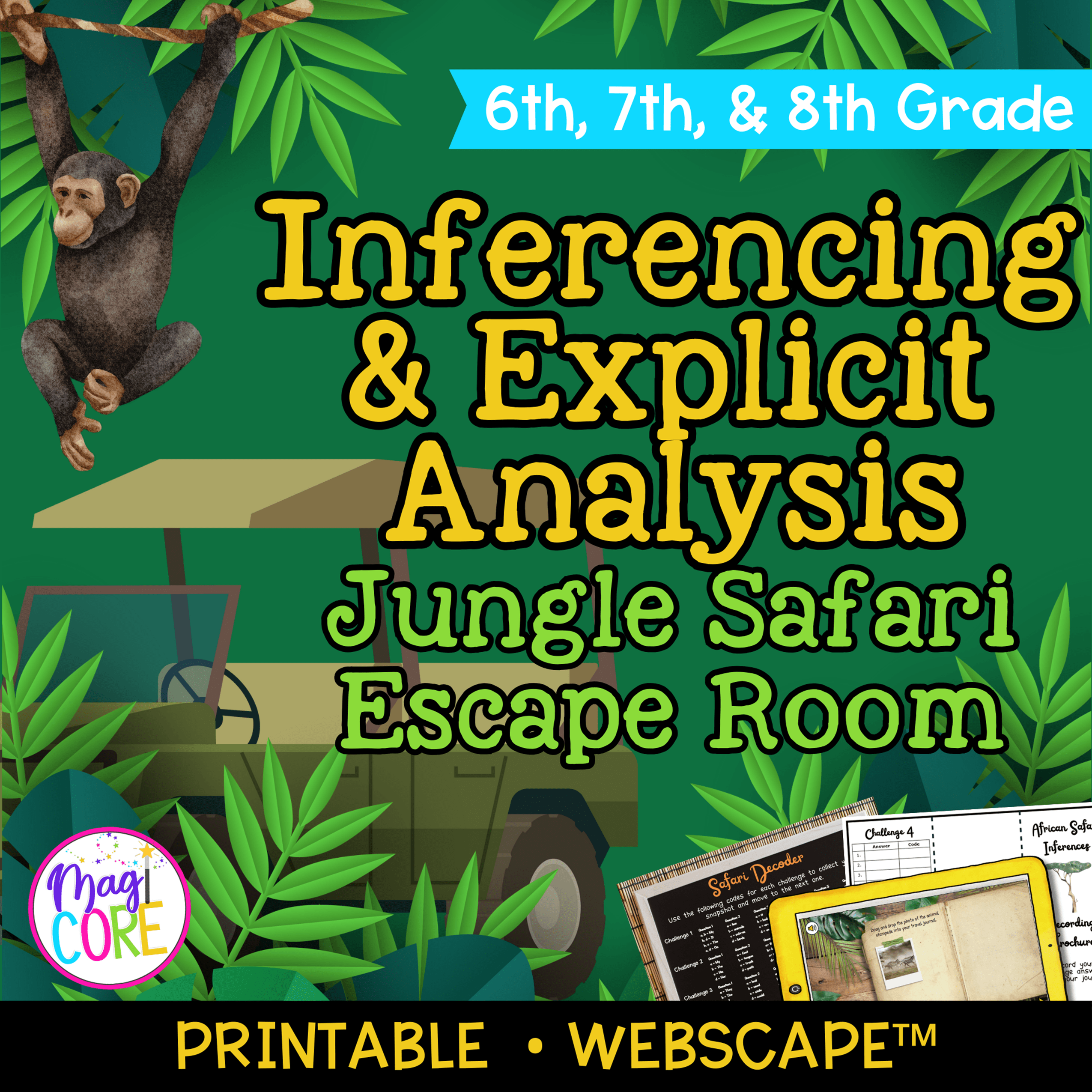 Inferencing & Explicit Analysis Reading Escape Room 6th 7th 8th Grade