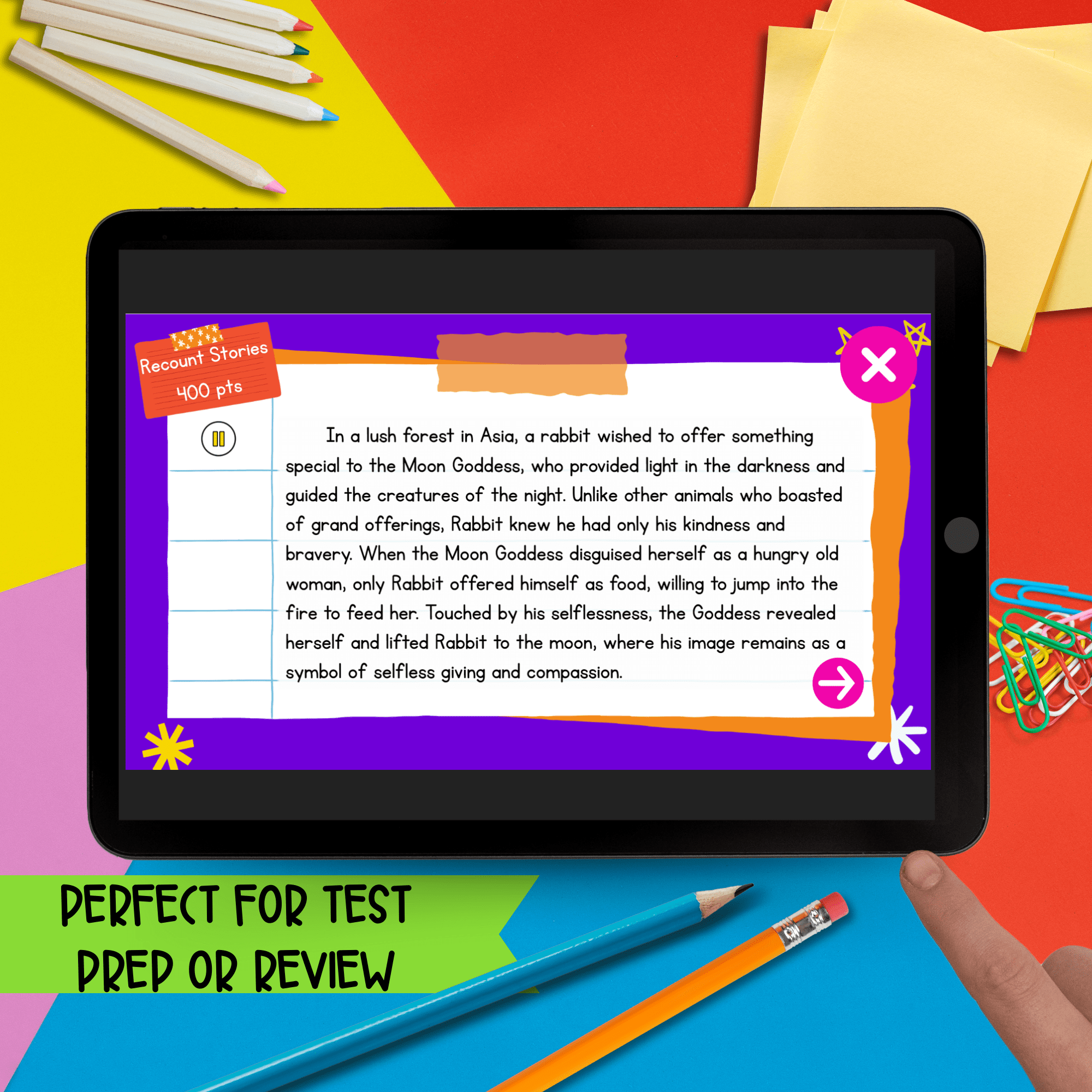 Jeopardy Style 3rd Grade Fiction Reading Comprehension Review ELA Quiz Game Show - Image 7