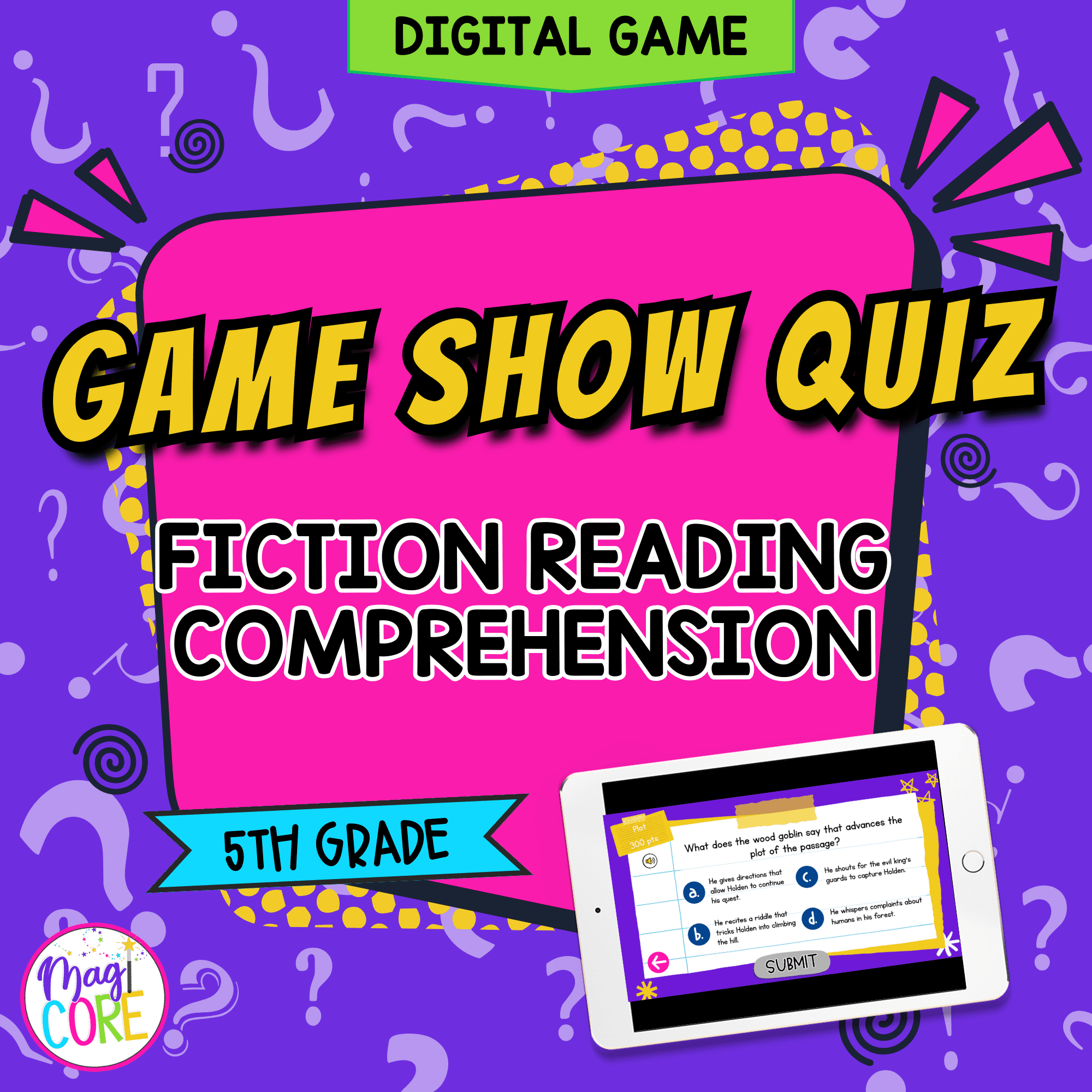 Jeopardy Style 5th Grade Fiction Reading Comprehension Review ELA Quiz Game Show
