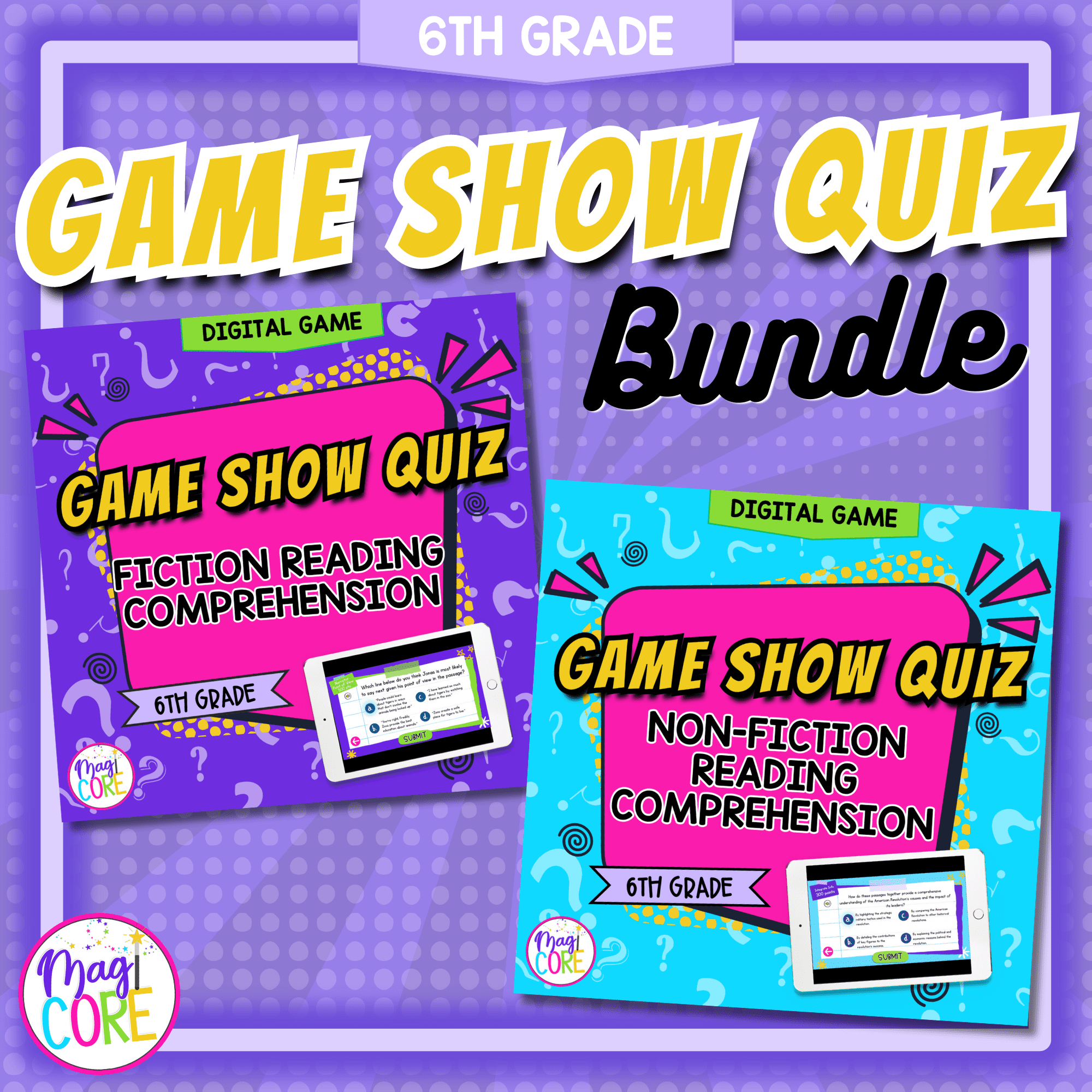 Jeopardy Style 6th Grade BUNDLE Reading Comprehension Review ELA Quiz Game Show