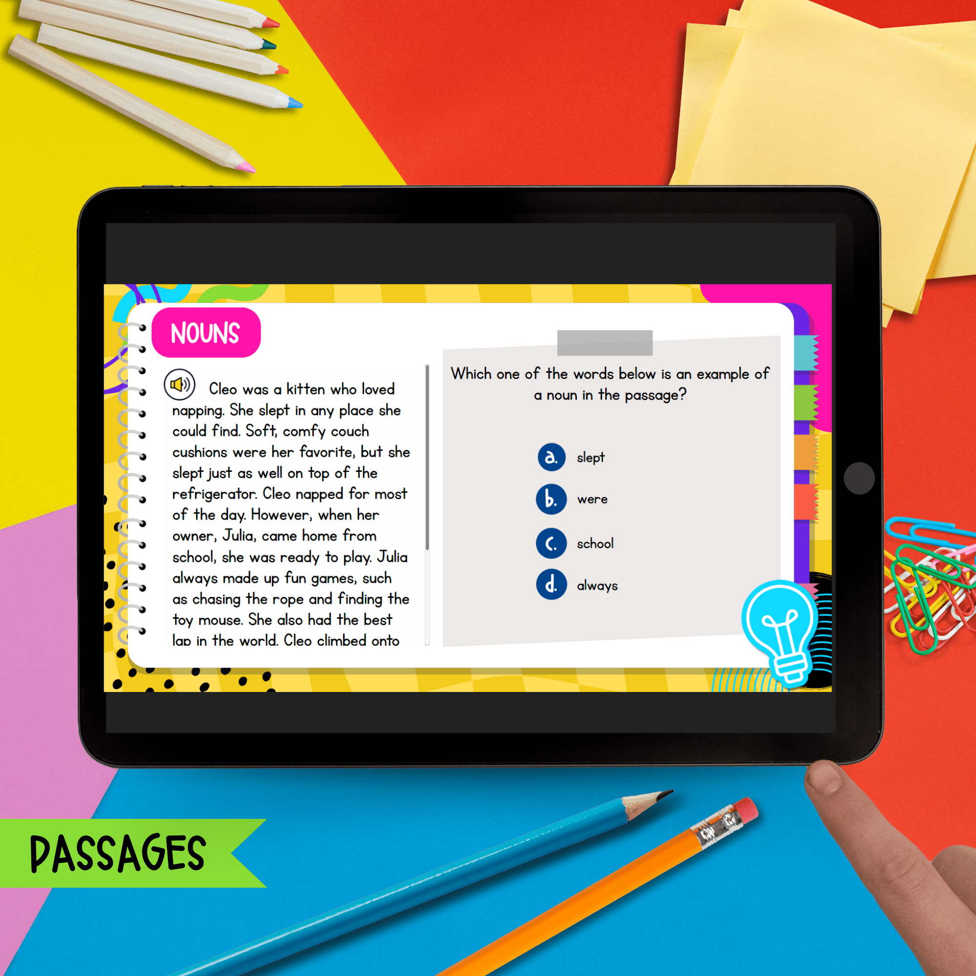Jeopardy Style Basic Parts of Speech Reading Comprehension Review Quiz Game Show - Image 3