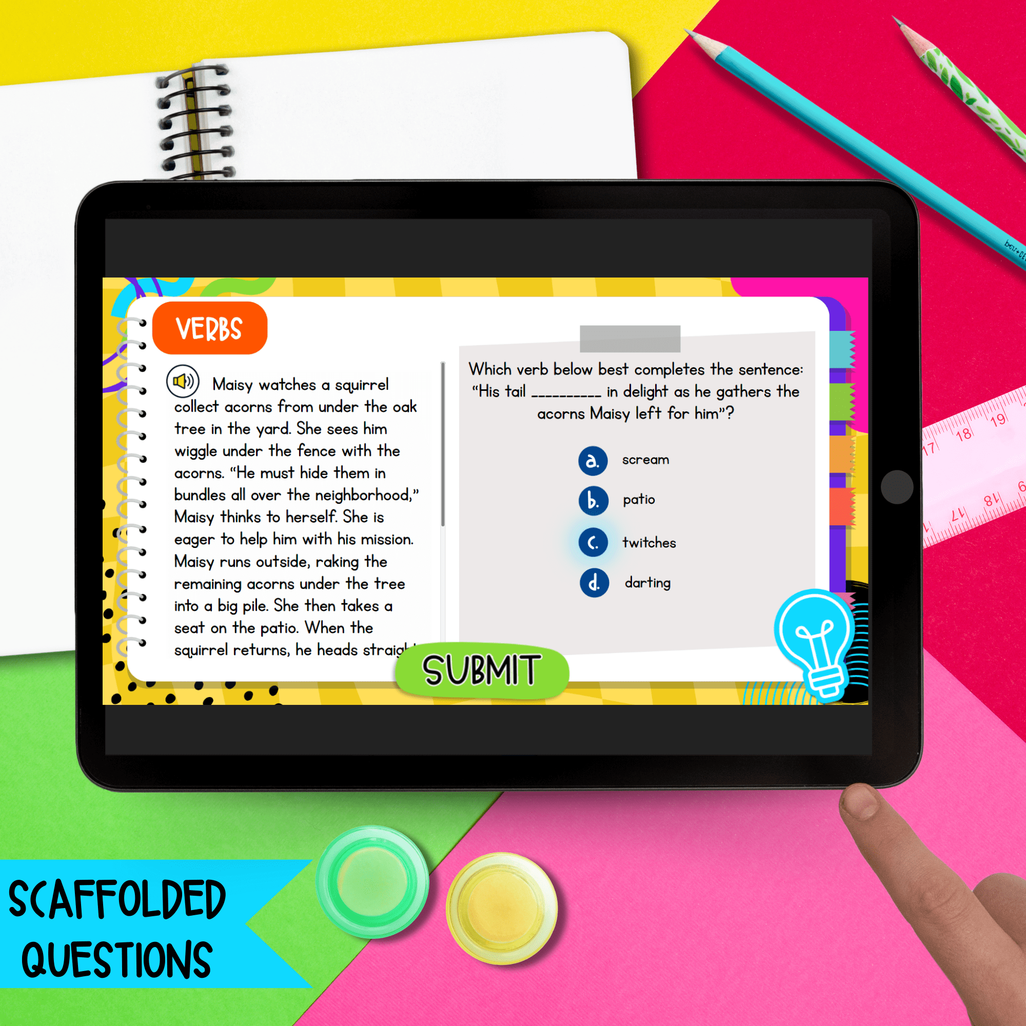 Jeopardy Style Basic Parts of Speech Reading Comprehension Review Quiz Game Show - Image 4