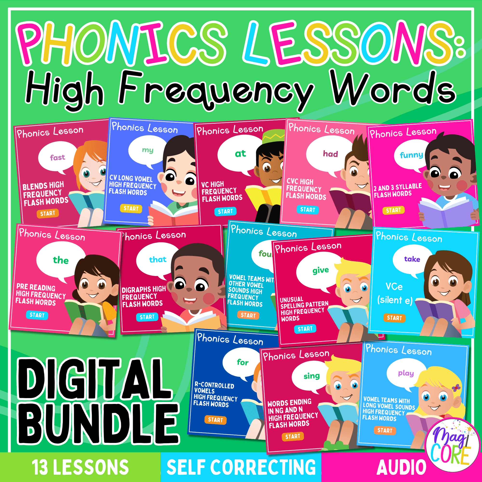 Phonics High Frequency Sight Words Digital Lesson Science of Reading SOR Aligned