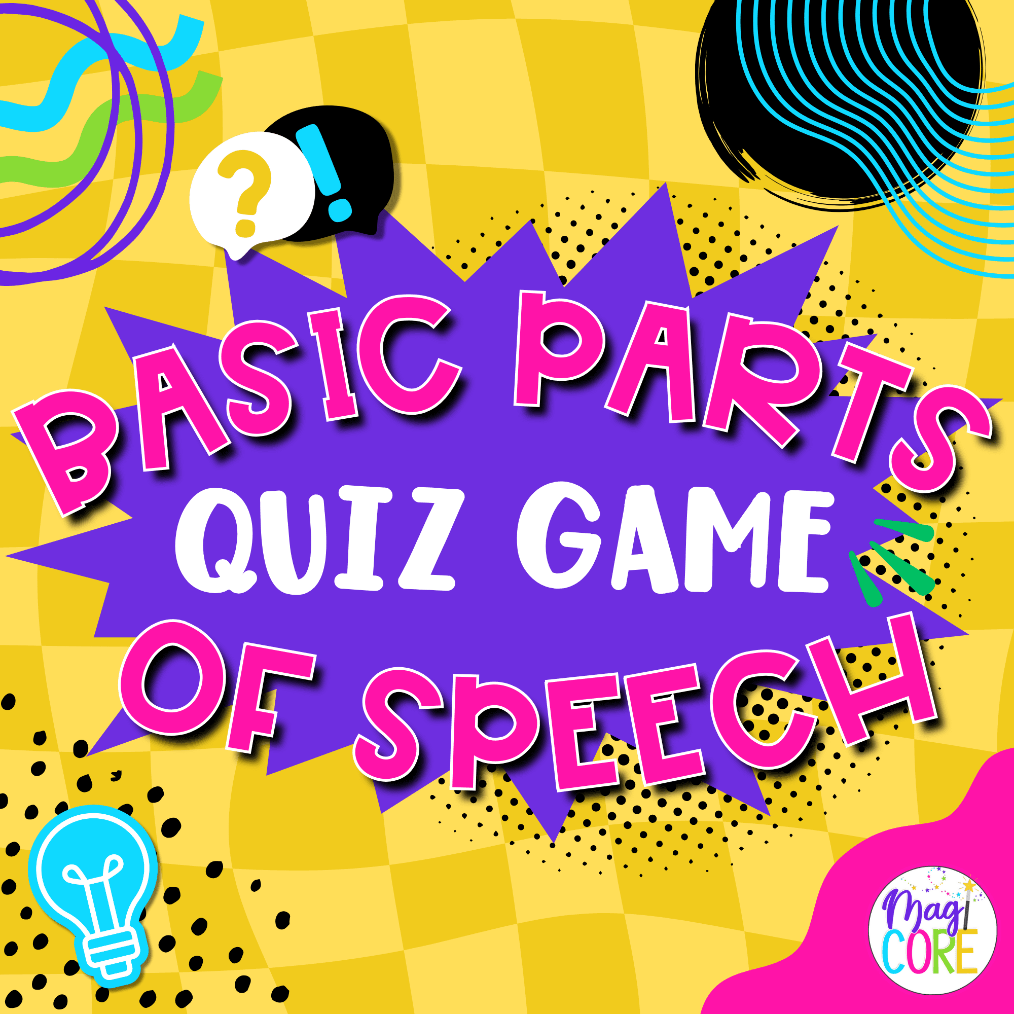 Jeopardy Style Basic Parts of Speech Reading Comprehension Review Quiz Game Show