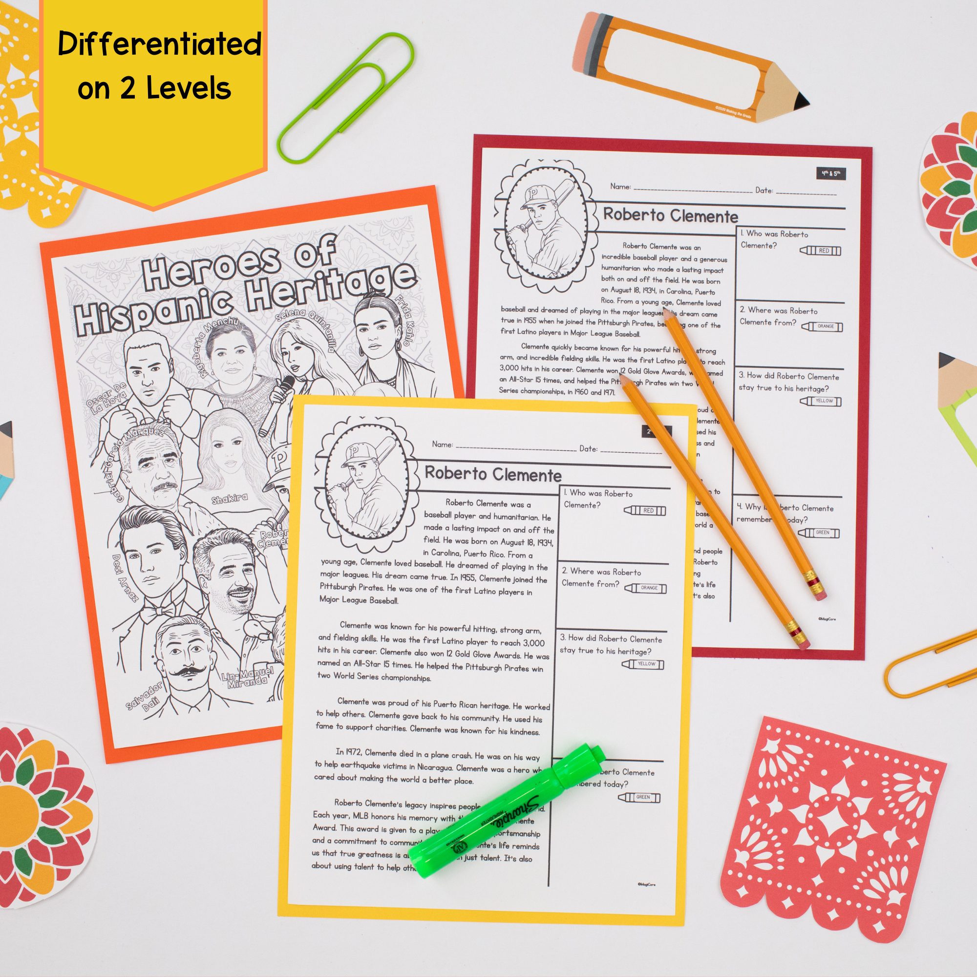 Hispanic Heritage Month Heroes Passages Poster Project Activities Bulletin Board - Image 3