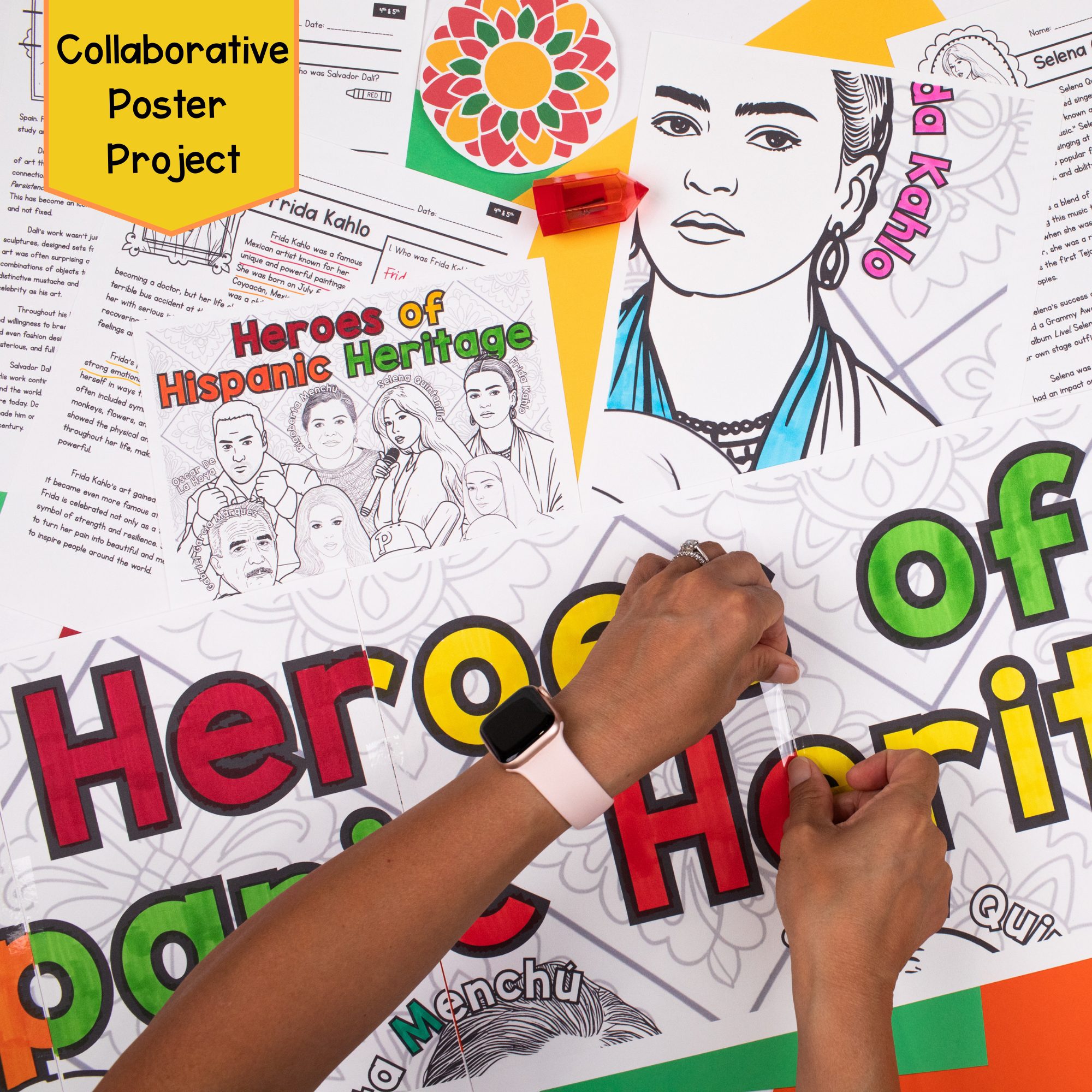 Hispanic Heritage Month Heroes Passages Poster Project Activities Bulletin Board - Image 4