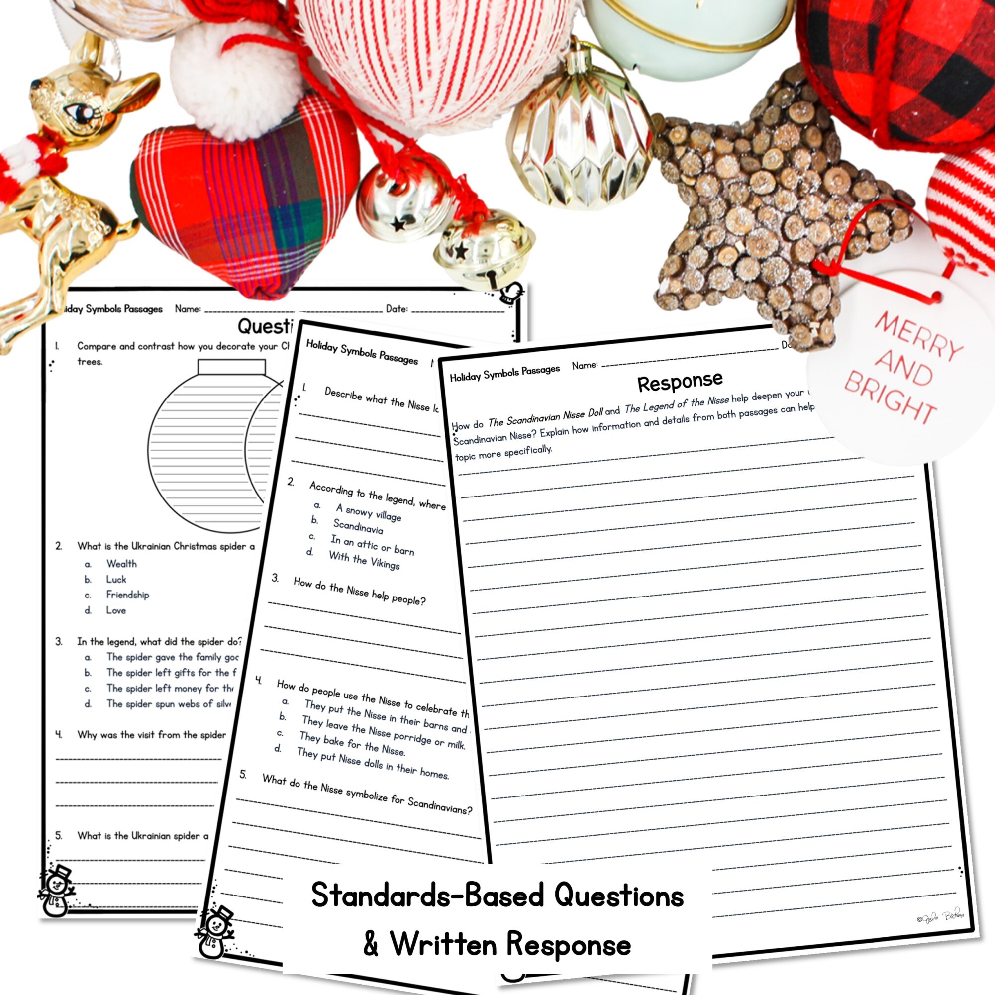 Holiday Symbols Differentiated Reading Comprehension Christmas Passages Lexile - Image 4