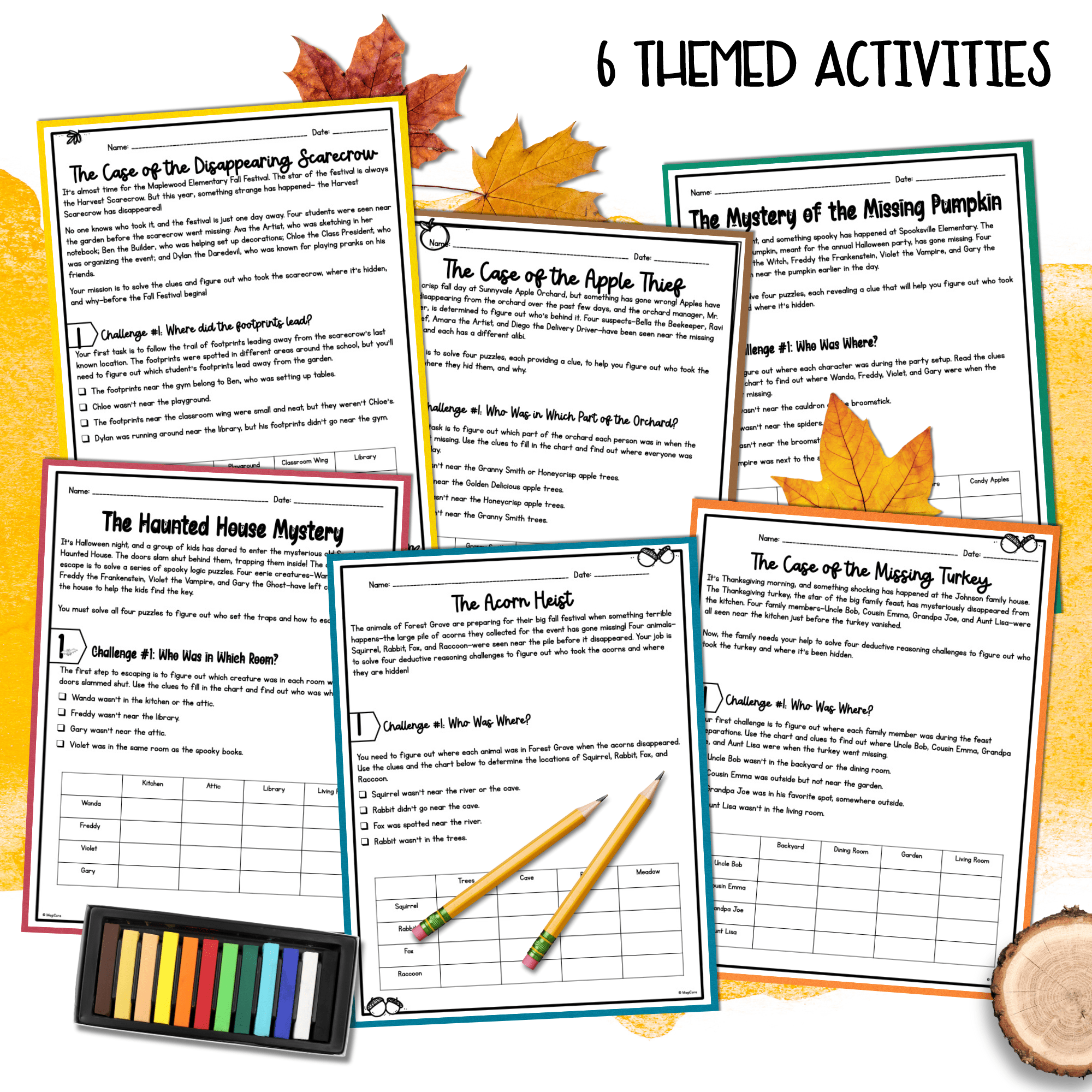 Deductive Reasoning Logic Puzzles Activity - Fall & Halloween Math - 2nd Grade - Image 2