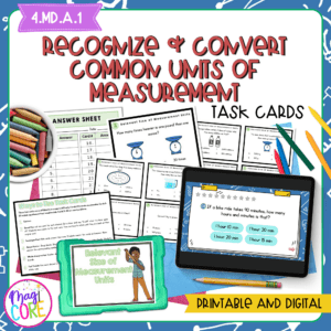 Recognize & Convert Common Units of Measurement - 4th Grade Math Task Cards