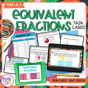 Equivalent Fractions - 4th Grade Task Cards - Print & Digital - 4.NF.A.1