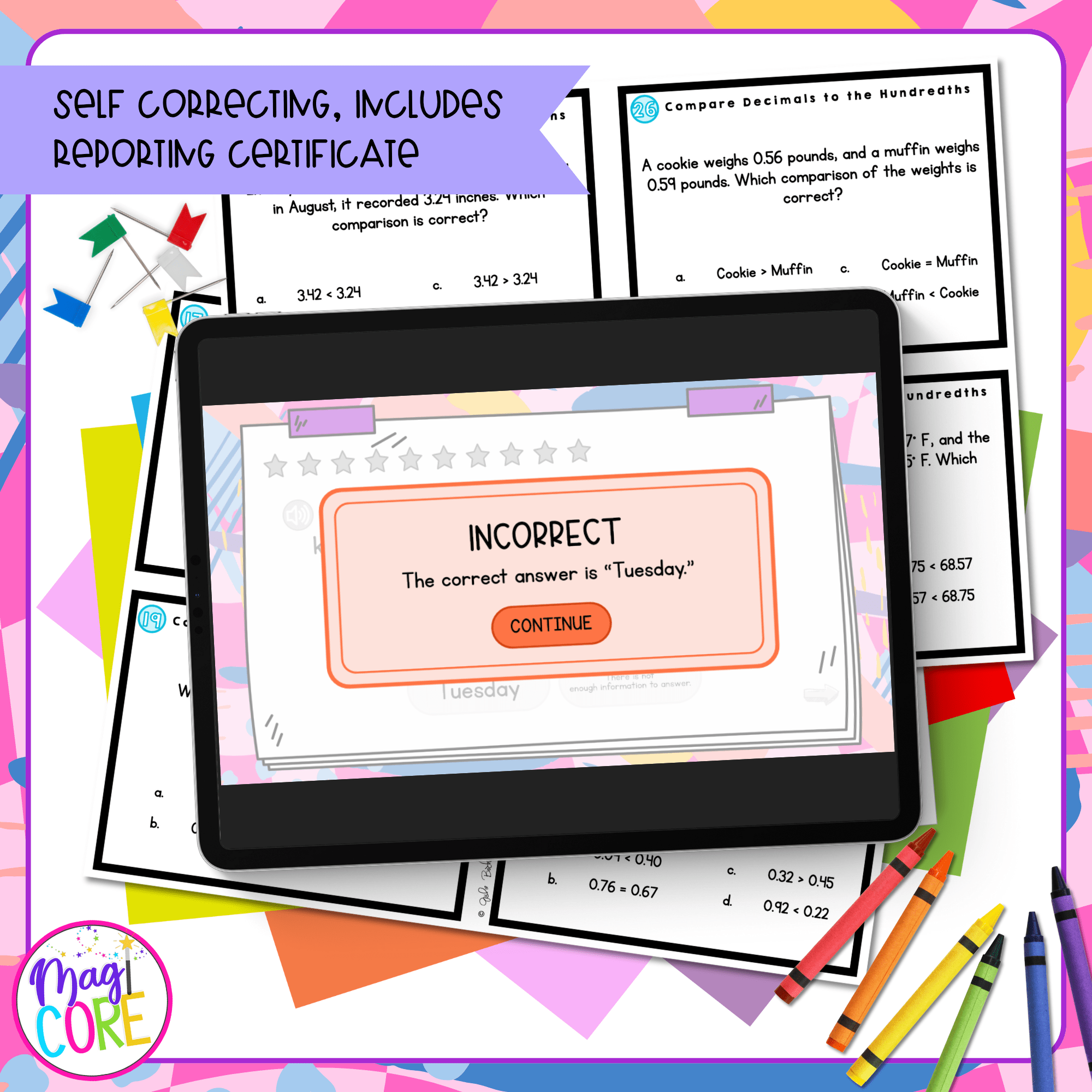 Compare Decimals to the Hundredths - 4th Grade Task Cards - Print & Digital - Image 3
